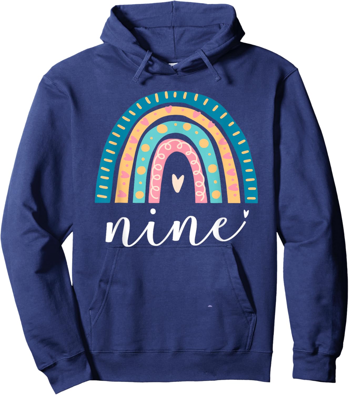 Nine Year Old Rainbow 9th Birthday Gifts For Girls 9 Bday Hoodie - Hoodie | Navy