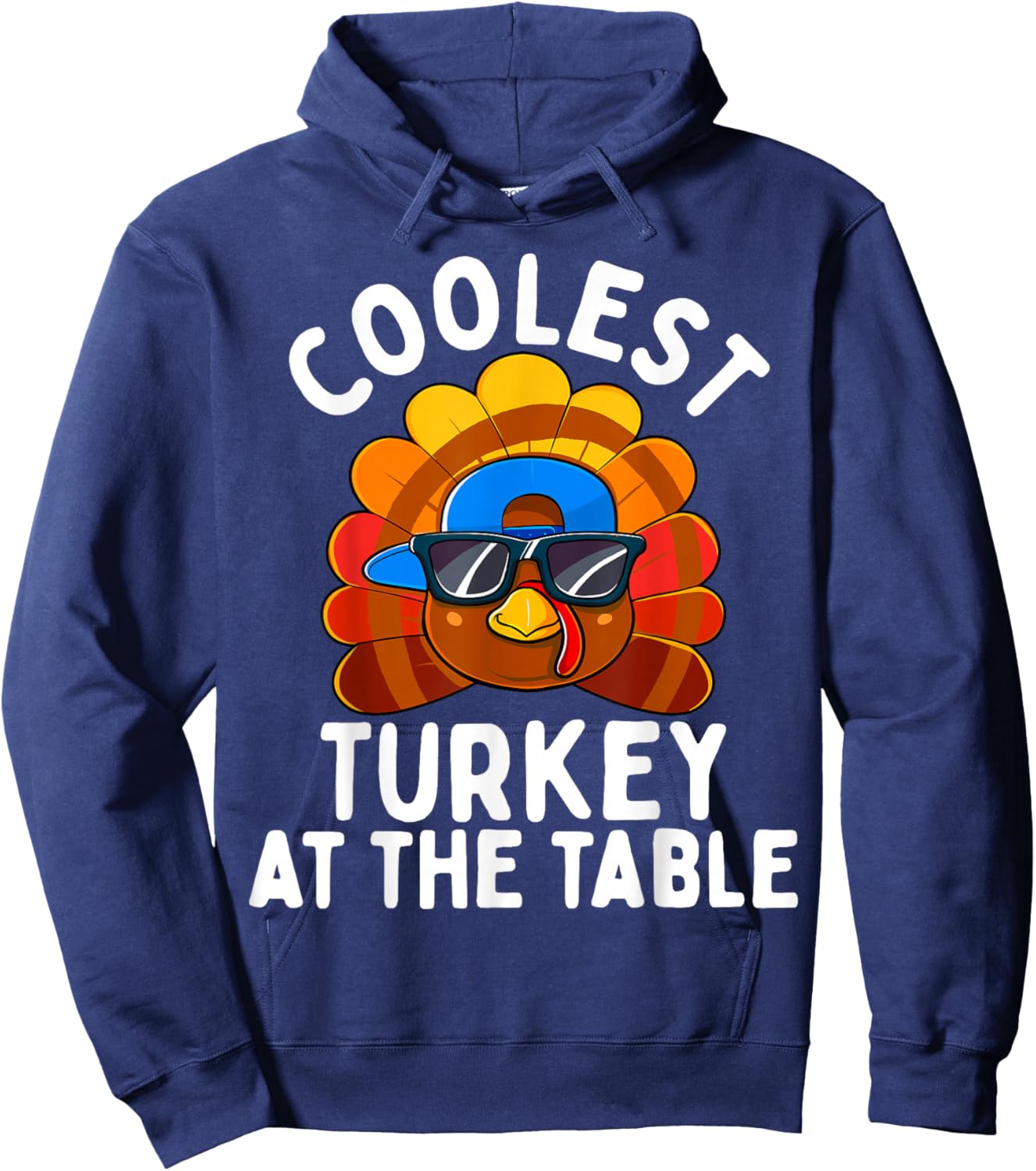 Boys Thanksgiving Kids Toddler Coolest Turkey At The Table Hoodie - Hoodie | Navy