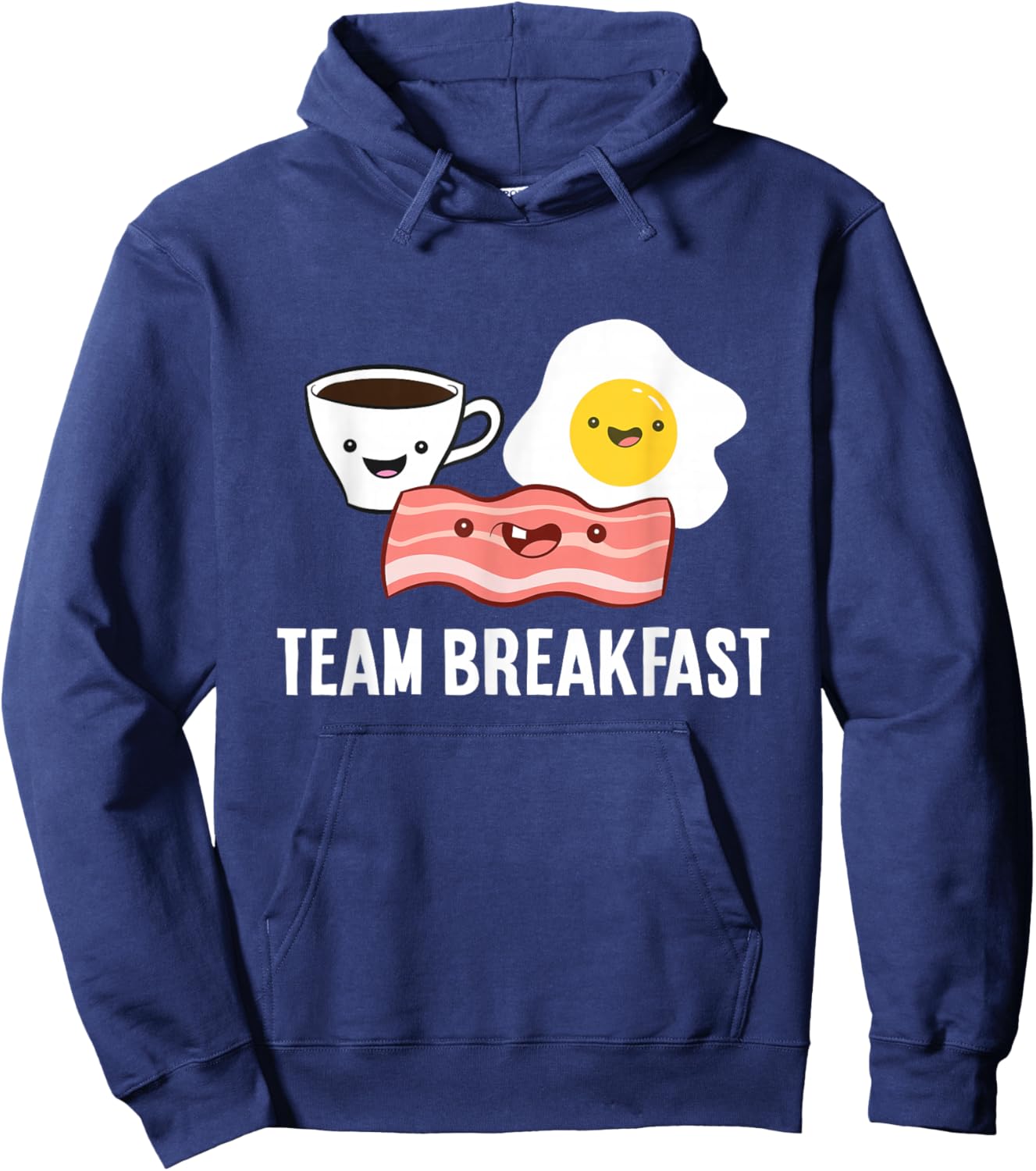 Team Breakfast Love Bacon Eggs And Coffee Hoodie - Hoodie | Navy