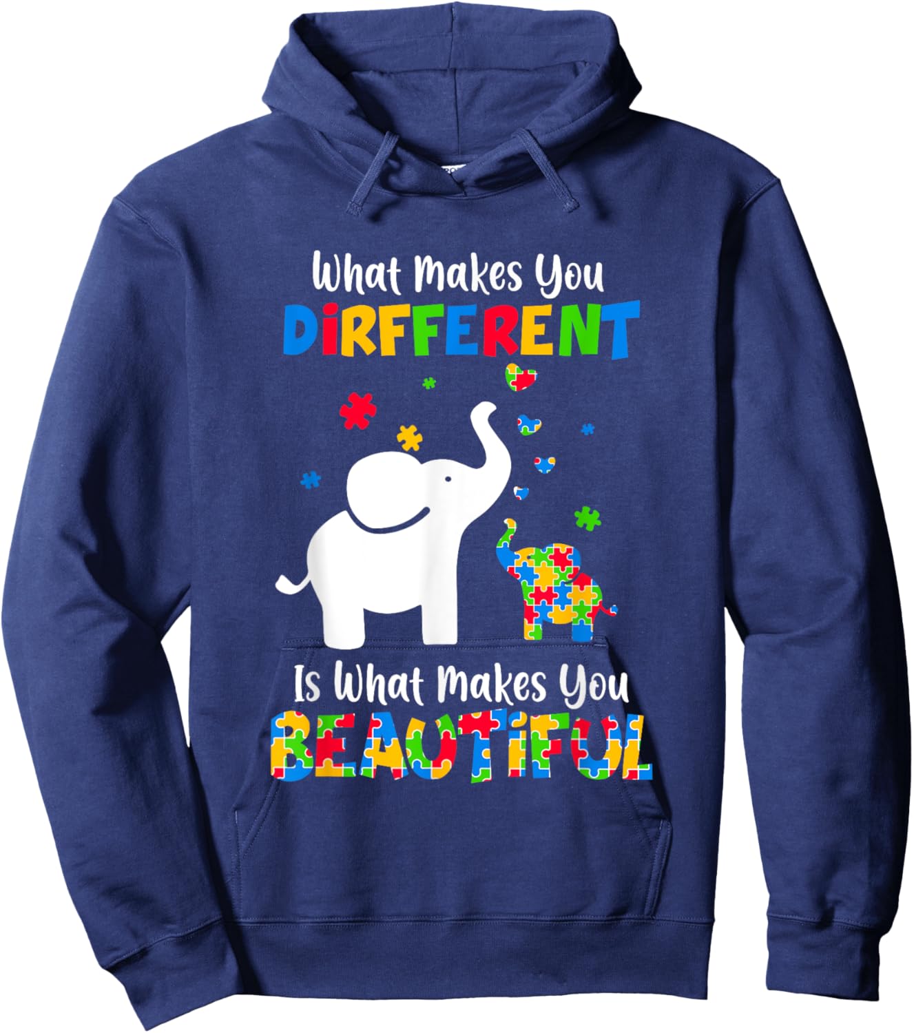 What Makes You Different Autism Child Elephant Mom Awareness Hoodie - Hoodie | Navy