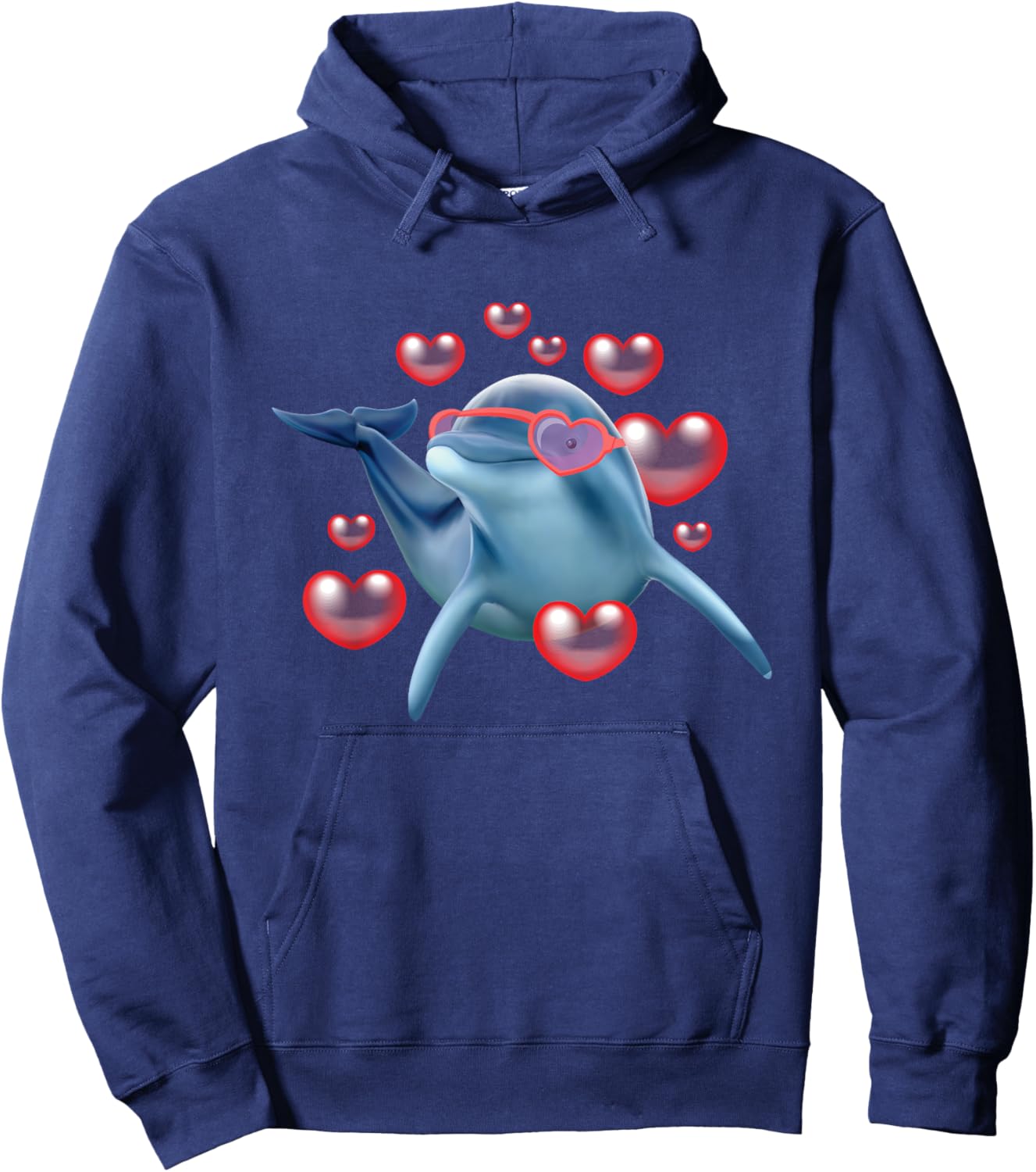 Dolphin In Love - Sea Animal Lover Marine Biologist Hoodie - Hoodie | Navy
