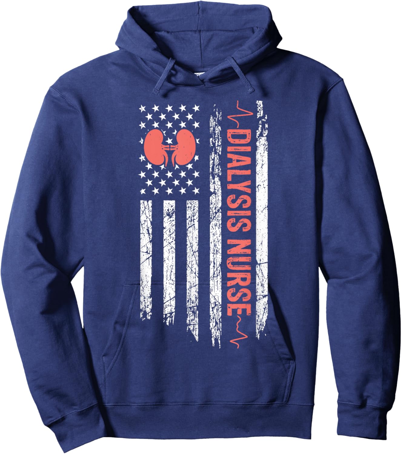 USA Flag Dialysis Nurse - RN Patriotic Nephrology Nurse Men Hoodie - Hoodie | Navy