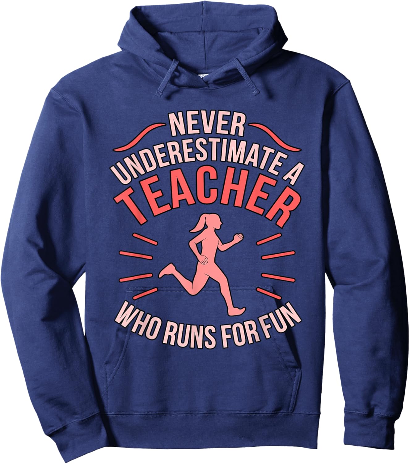 Teacher Who Runs Half Marathon Runner Running Lover Graphic Hoodie - Hoodie | Navy