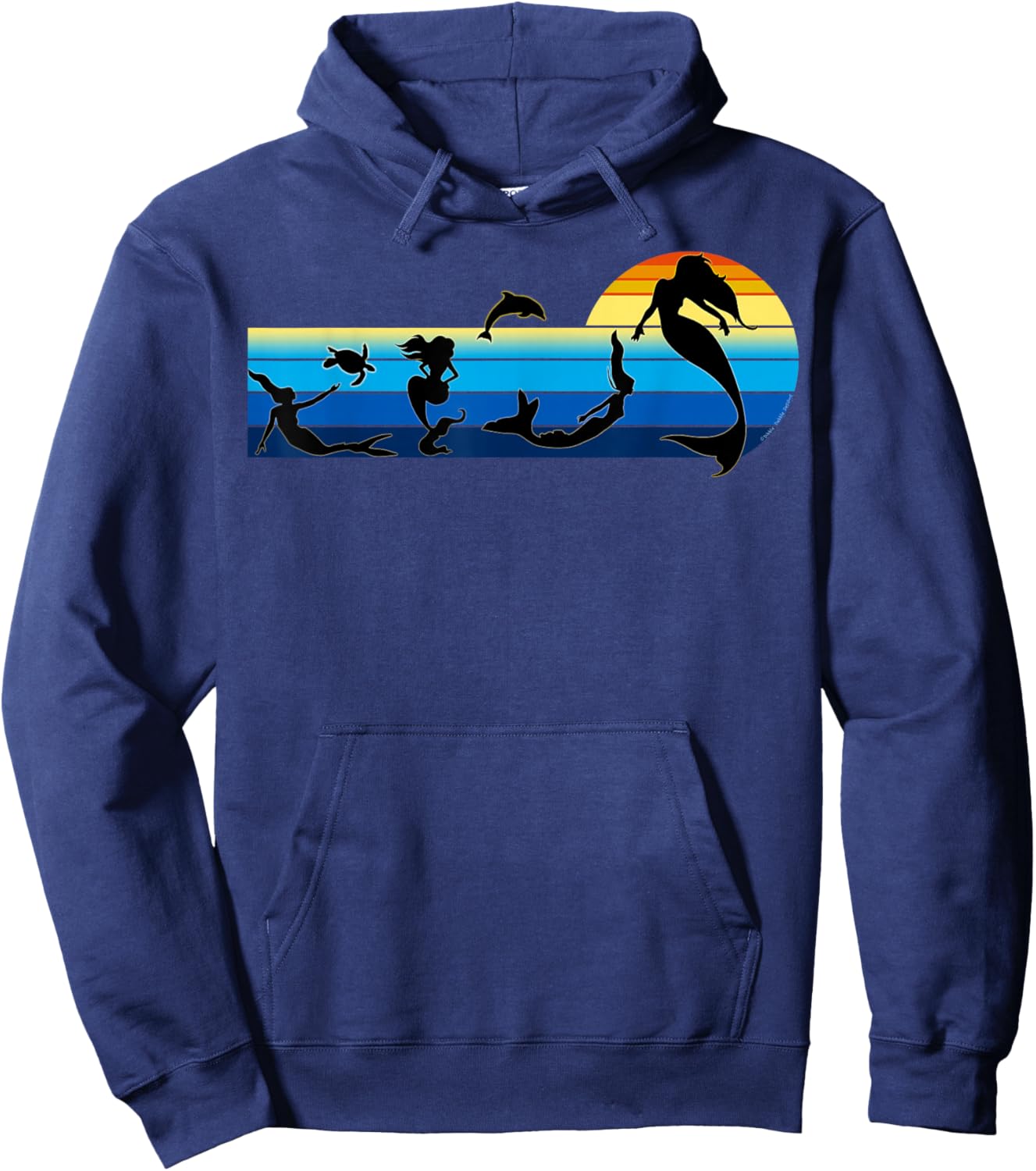 Nautical Swimming Mermaids in the Sea - Mermaids Hoodie - Hoodie | Navy