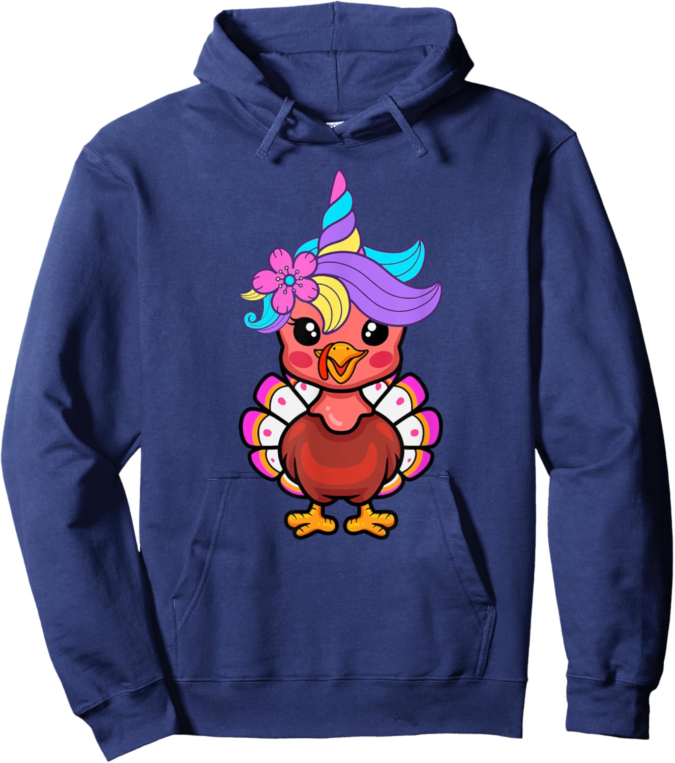 Cute Unicorn Funny Baby Turkey Thanksgiving Day Hoodie - Hoodie | Navy