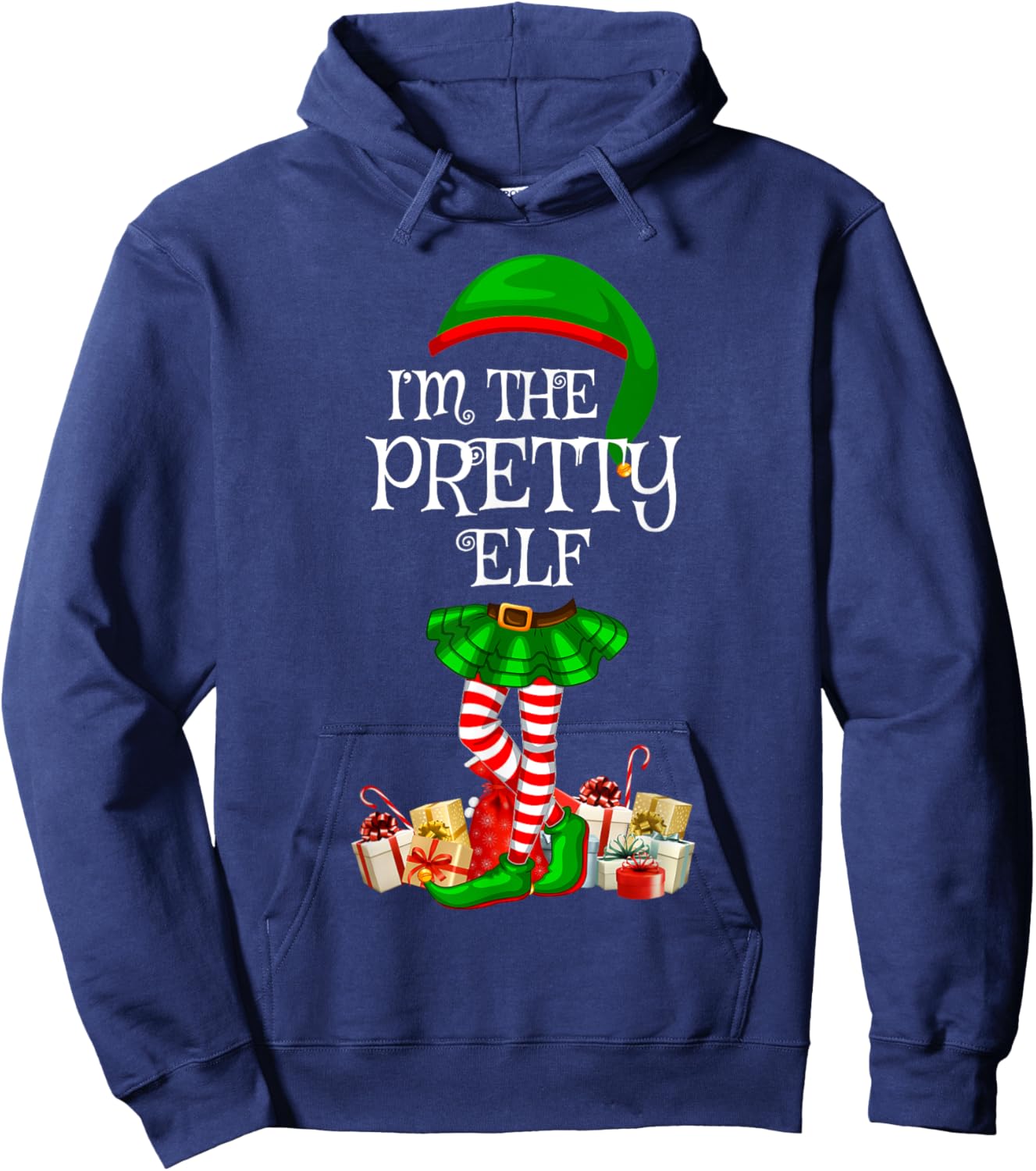 Matching Family Group I'm The Pretty Elf Christmas Hoodie - Hoodie | Navy