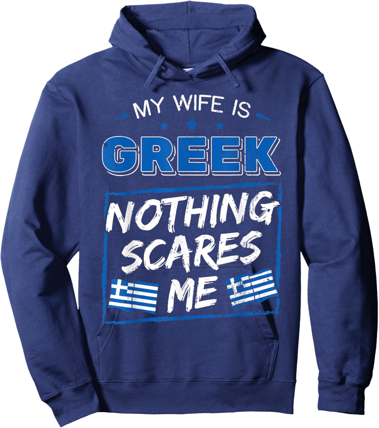 My Wife Is Greek Hellenic Republic Greece Roots Flag Pride Hoodie - Hoodie | Navy