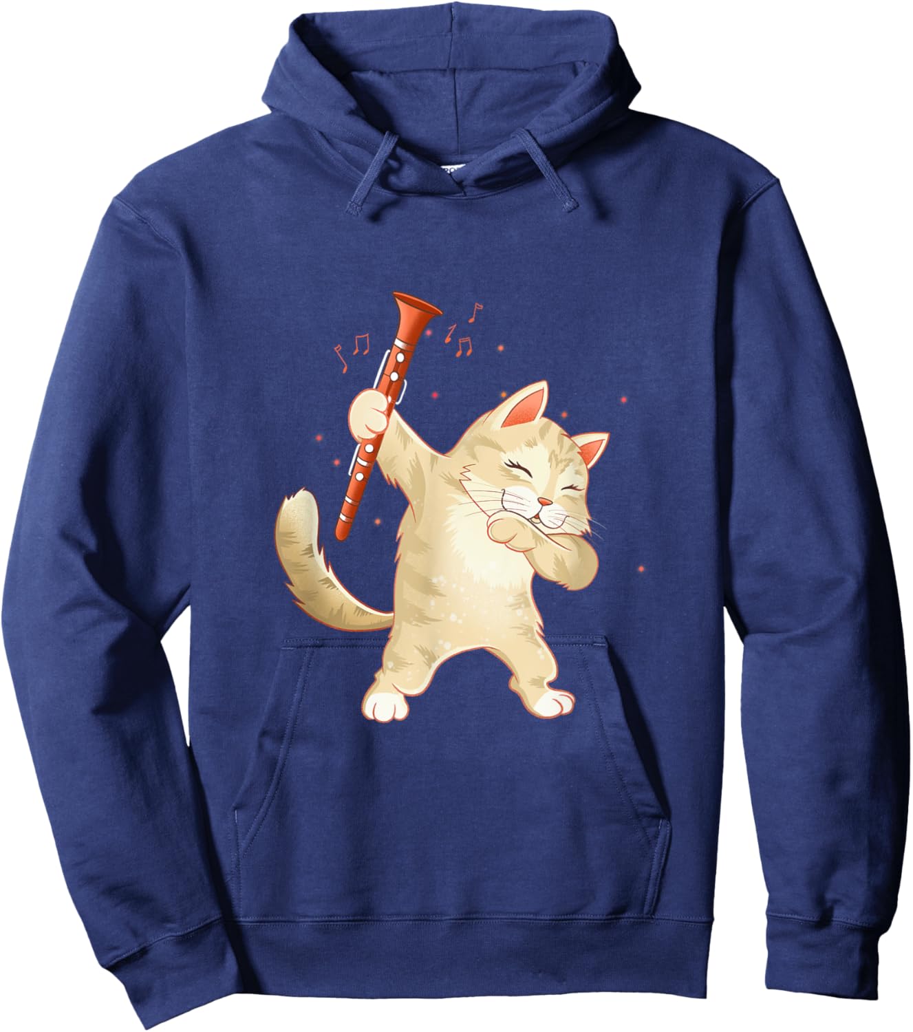 Funny Clarinet Dabbing Cat Lover Clarinetist Cat Men Women Hoodie - Hoodie | Navy