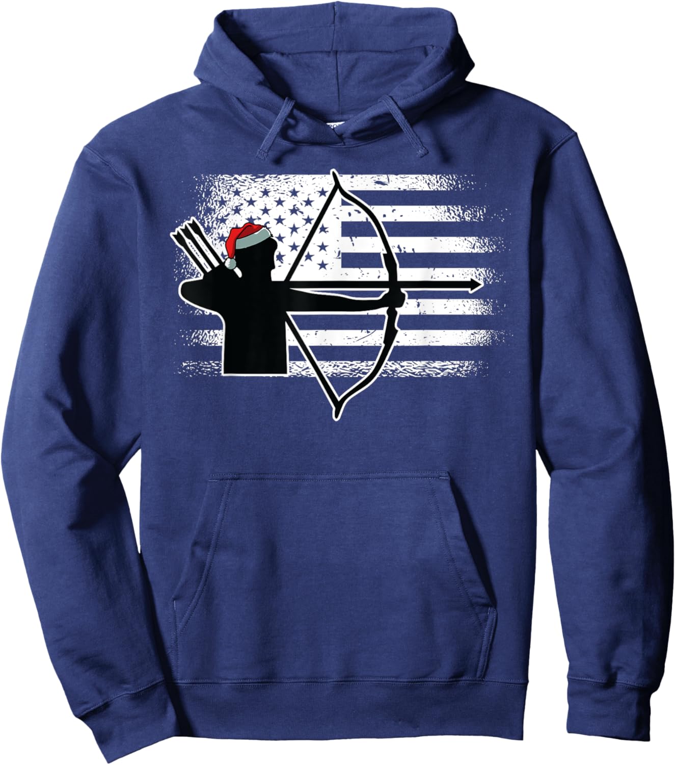 Archery American Flag Christmas Bow Hunting X-Mas Hunter Kids Men Hoodie - Hoodie | Navy