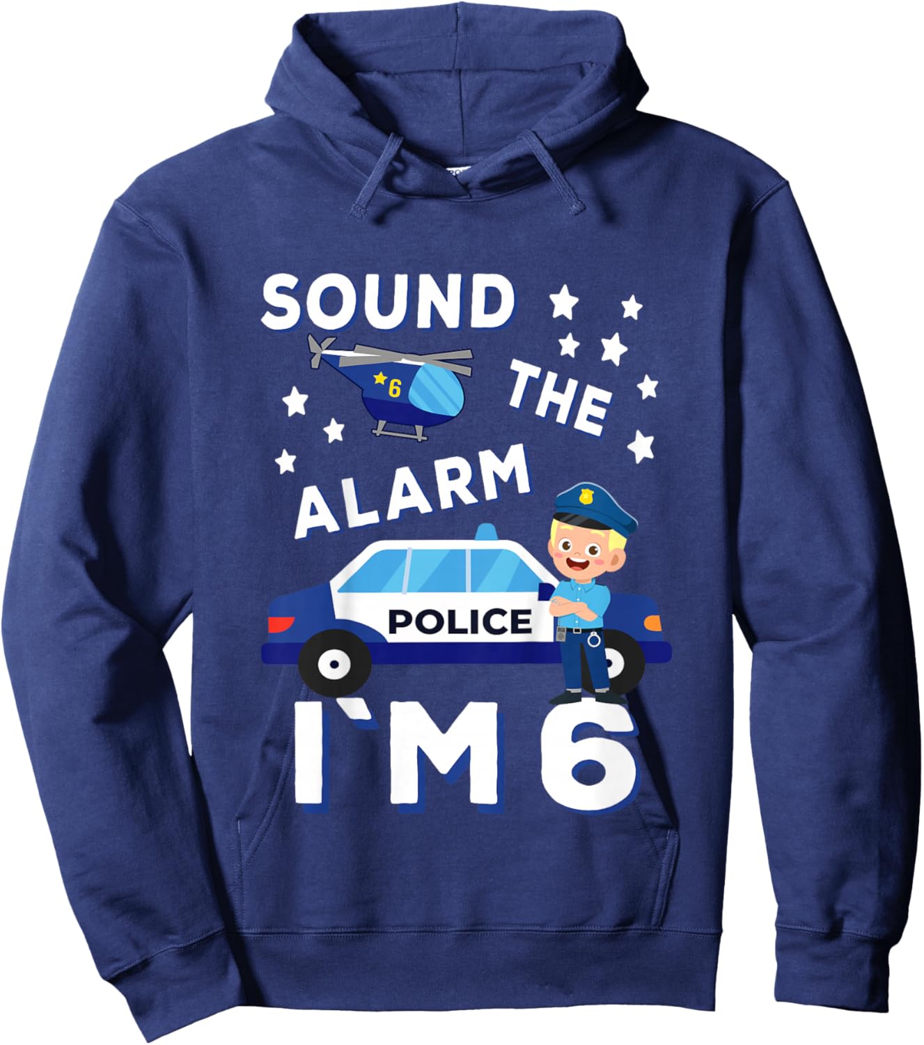 Birthday Police Fire Emergency Vehicles Kids Gifts Kids Police Car 6th Birthday Party Boys Hoodie - Hoodie | Navy