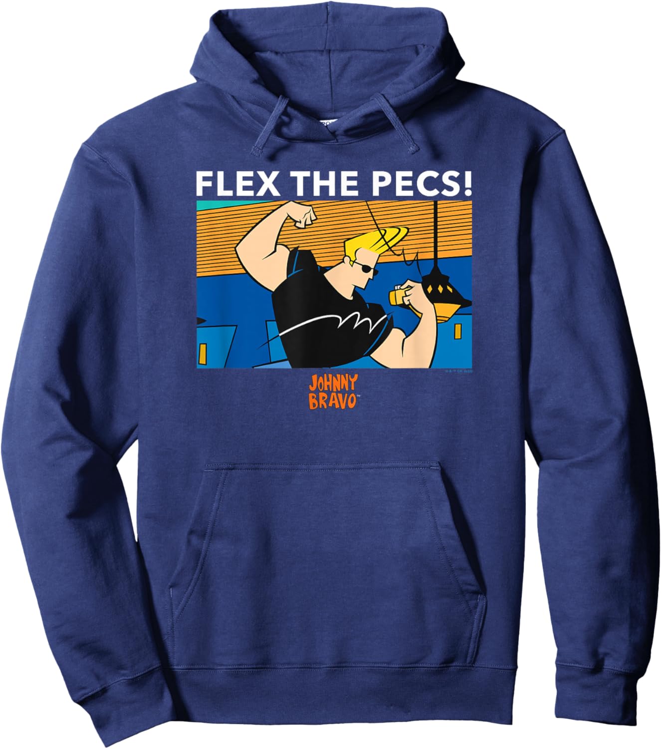 Johnny Bravo Flex The Pecs! Johnny Bravo Poster Hoodie - Hoodie | Navy
