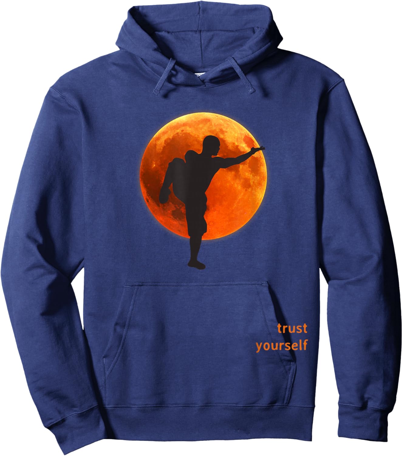 Shaolin Monk - Training at the Blood Moon - Trust yourself Hoodie - Hoodie | Navy