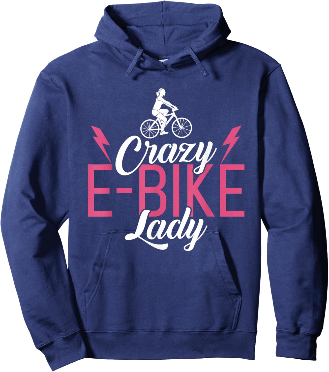 Crazy E-Bike Lady E Biking Electric Bike Woman Hoodie - Hoodie | Navy
