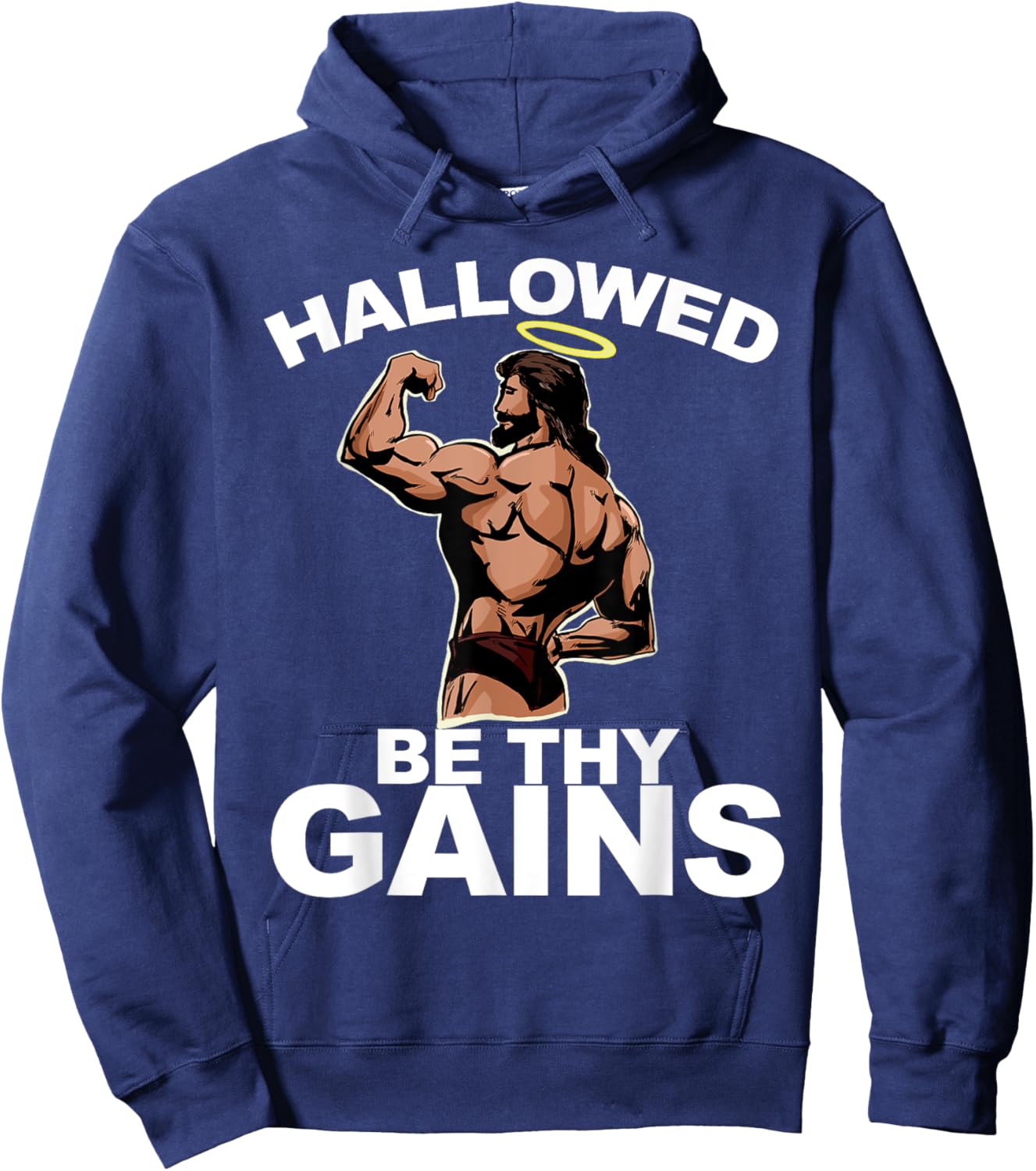 Hallowed Be Thy Gains funny Swole Jesus Bodybuilding Jesus Hoodie - Hoodie | Navy