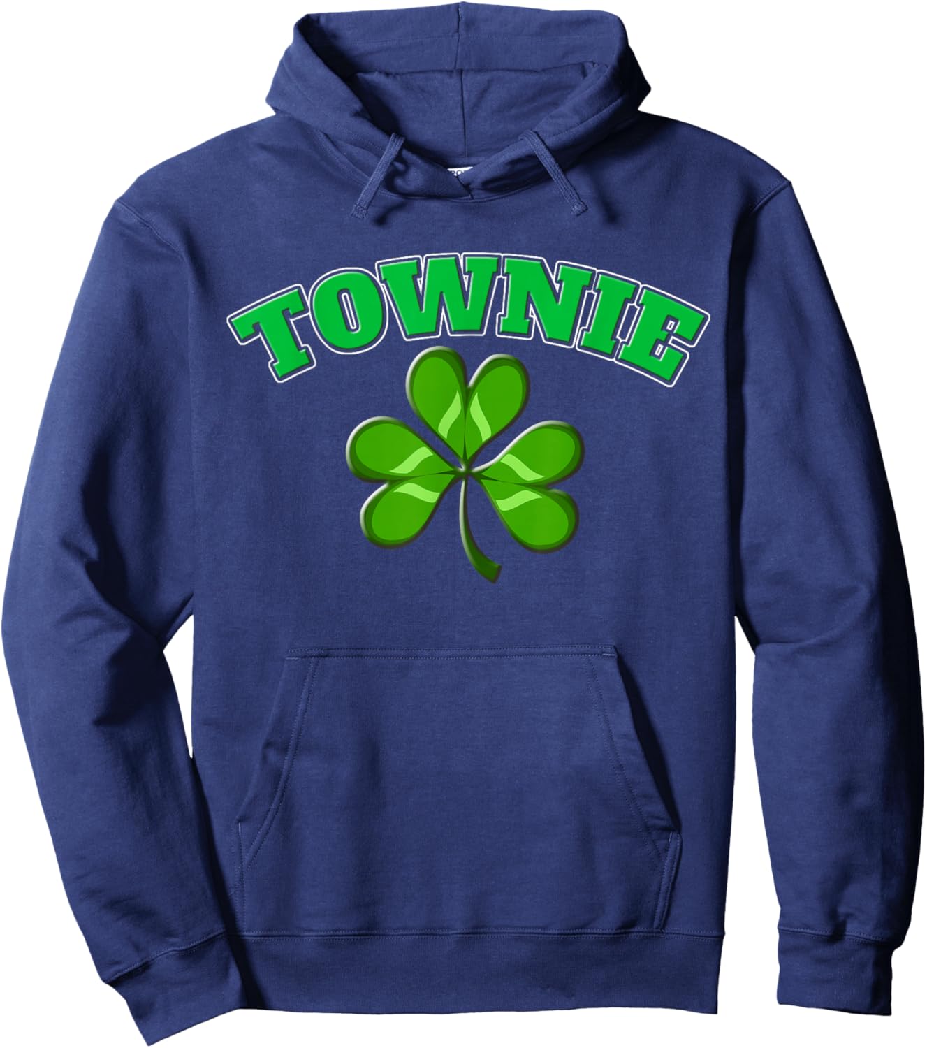 Townie with Clover a Southie Charlestown MA Chicago Hometown Hoodie - Hoodie | Navy