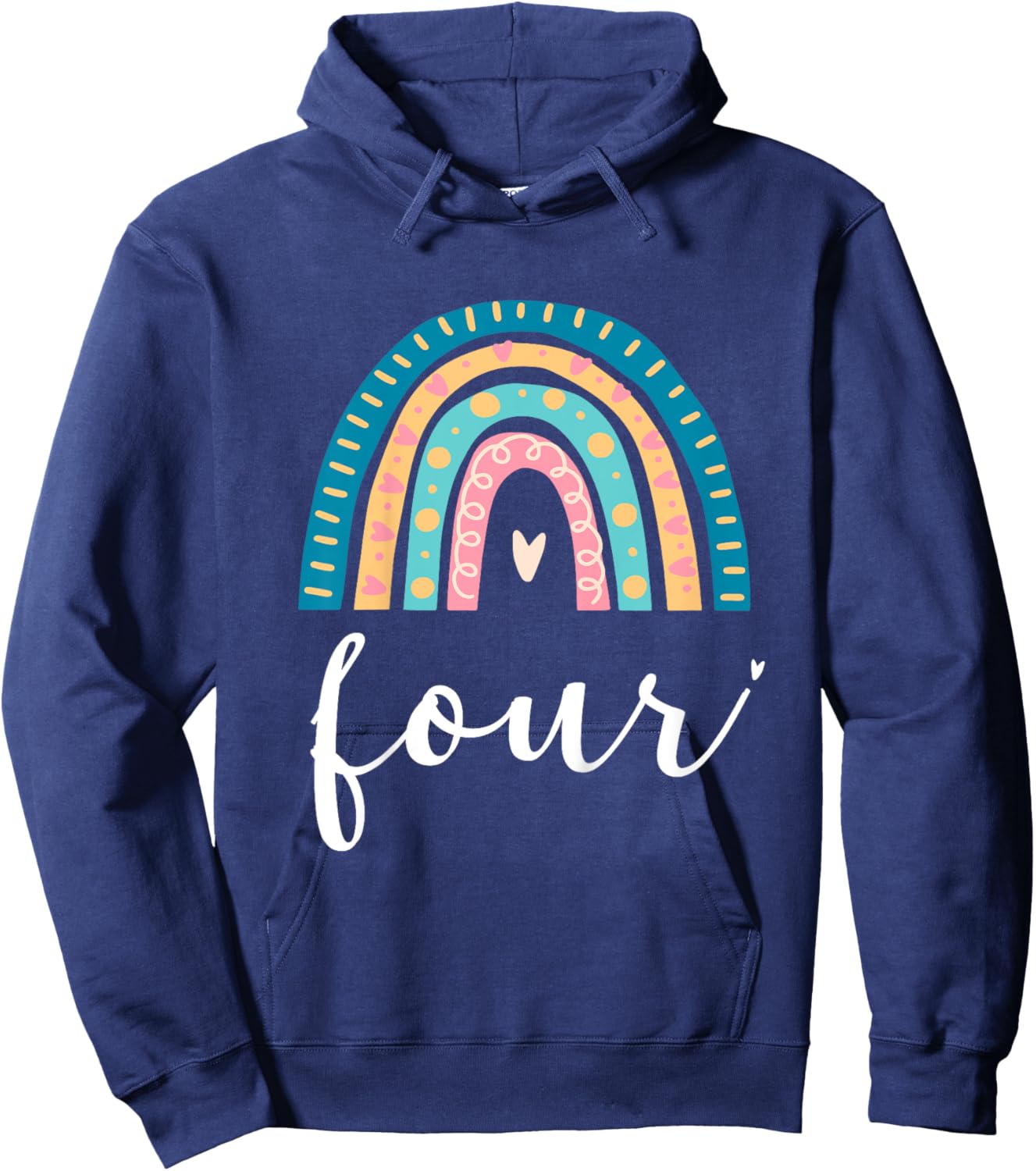 Four Year Old Rainbow 4th Birthday Gifts For Girls 4 Bday Hoodie - Hoodie | Navy