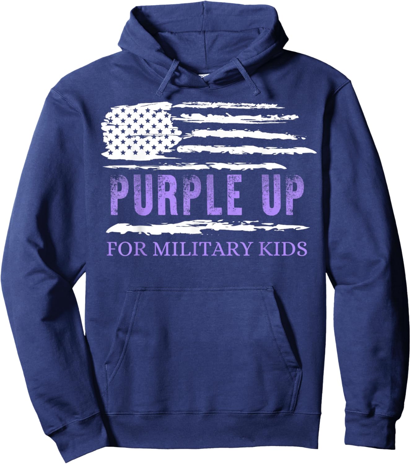 Purple Up Day Military Kids US Flag Hoodie - Hoodie | Navy