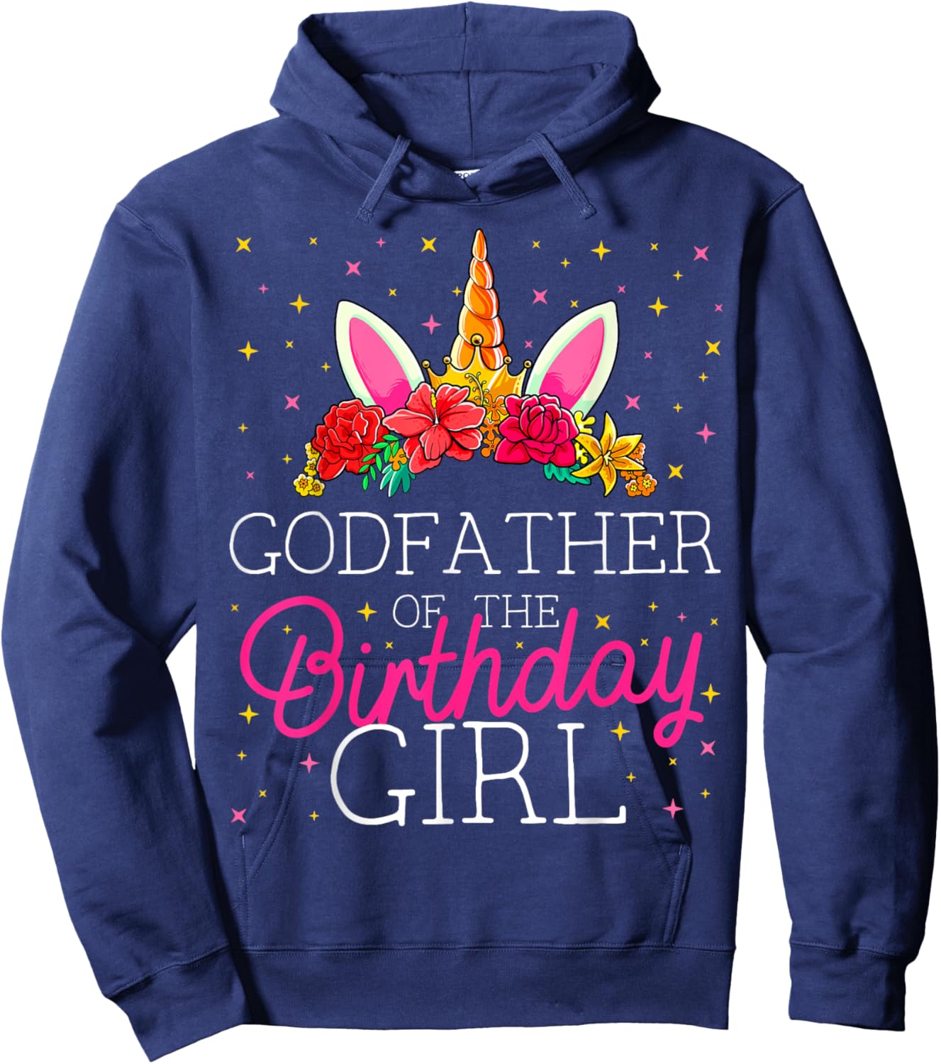 Godfather of the Birthday Girl Unicorn Godparents Matching Hoodie - Hoodie | Navy