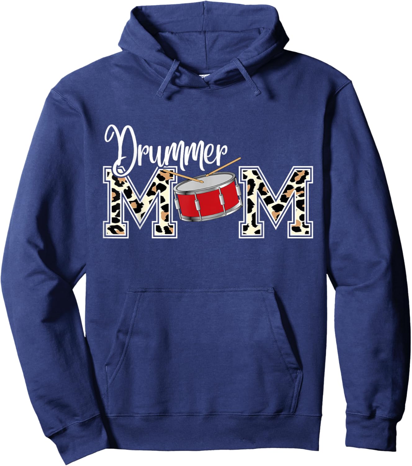 Drummer Mom Leopard Print Proud Drummer Mom Musical Hoodie - Hoodie | Navy