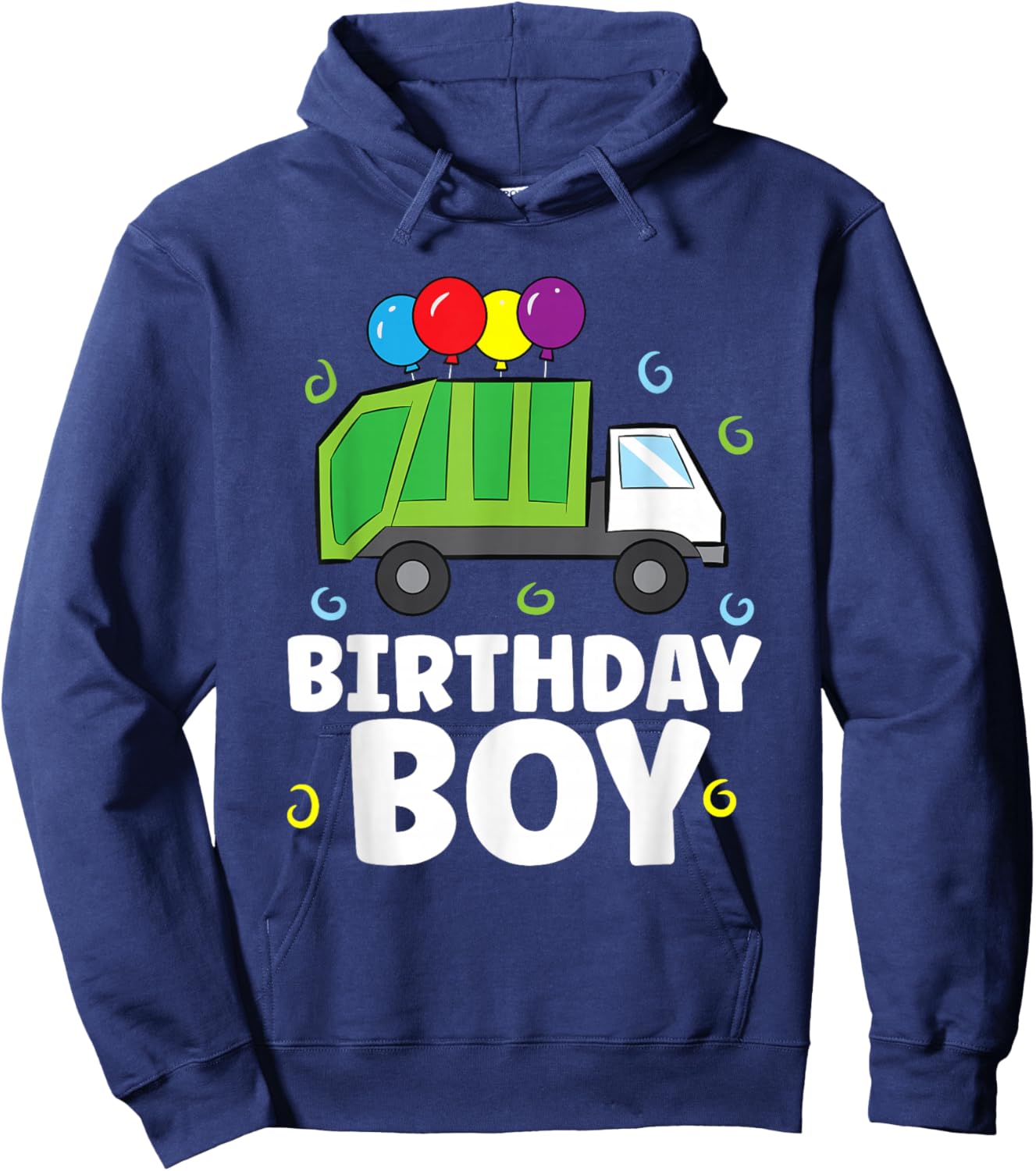 Birthday Boy Funny Garbage Truck Hoodie - Hoodie | Navy