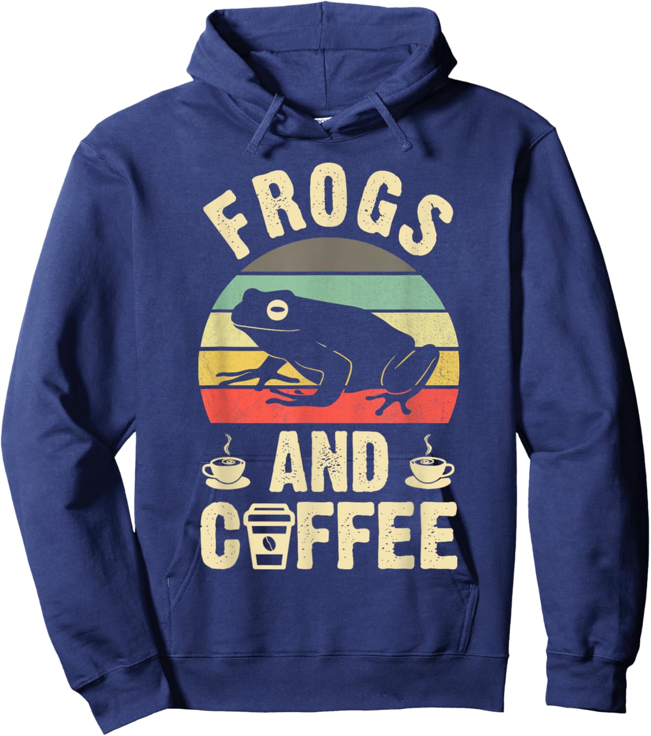 I like Frogs & Coffee Funny vintage Frog theme lover sea Hoodie - Hoodie | Navy
