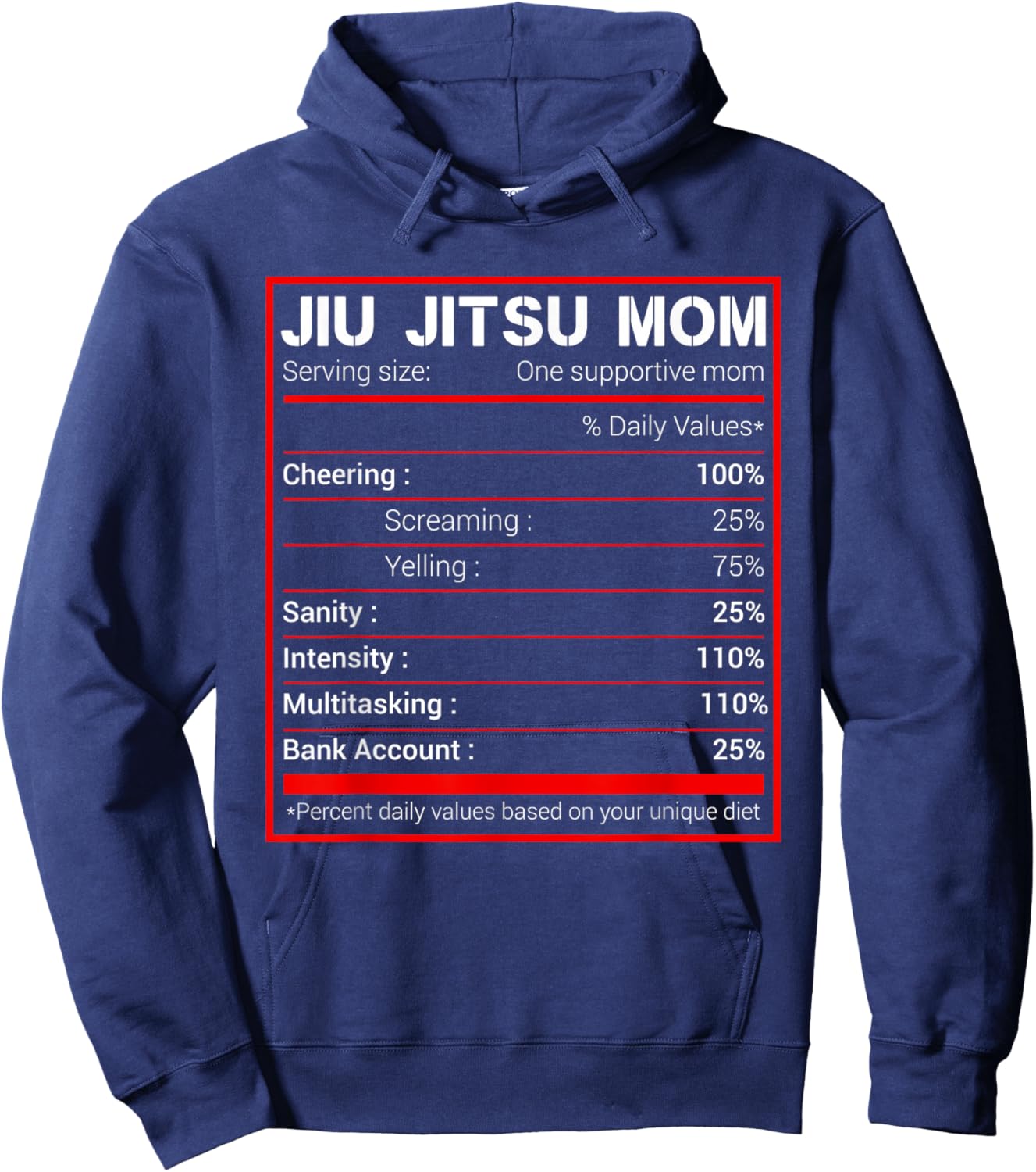 Brazilian Jiu Jitsu Mom Nutritional Facts BJJ MMA Hoodie - Hoodie | Navy