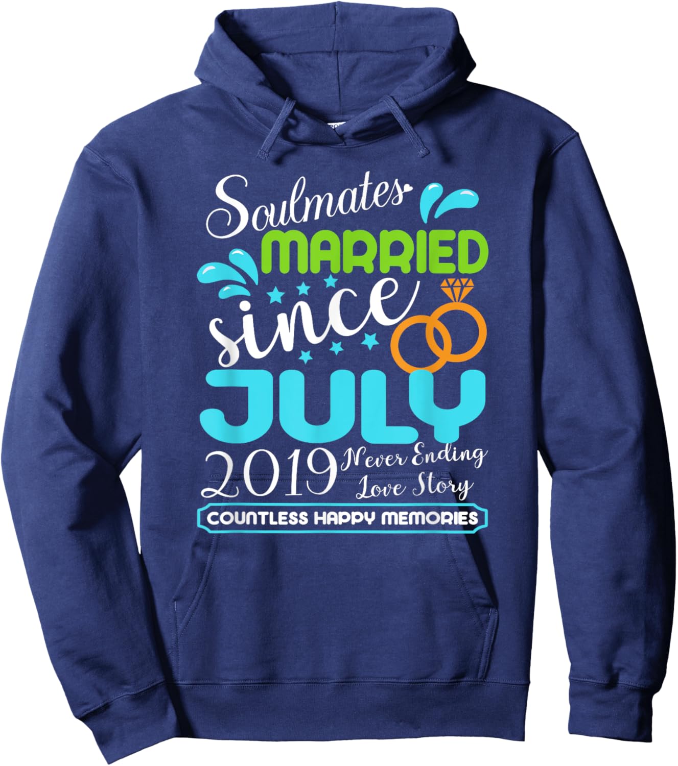 Married Since July 2019, 6th Wedding Anniversary Hoodie - Hoodie | Navy