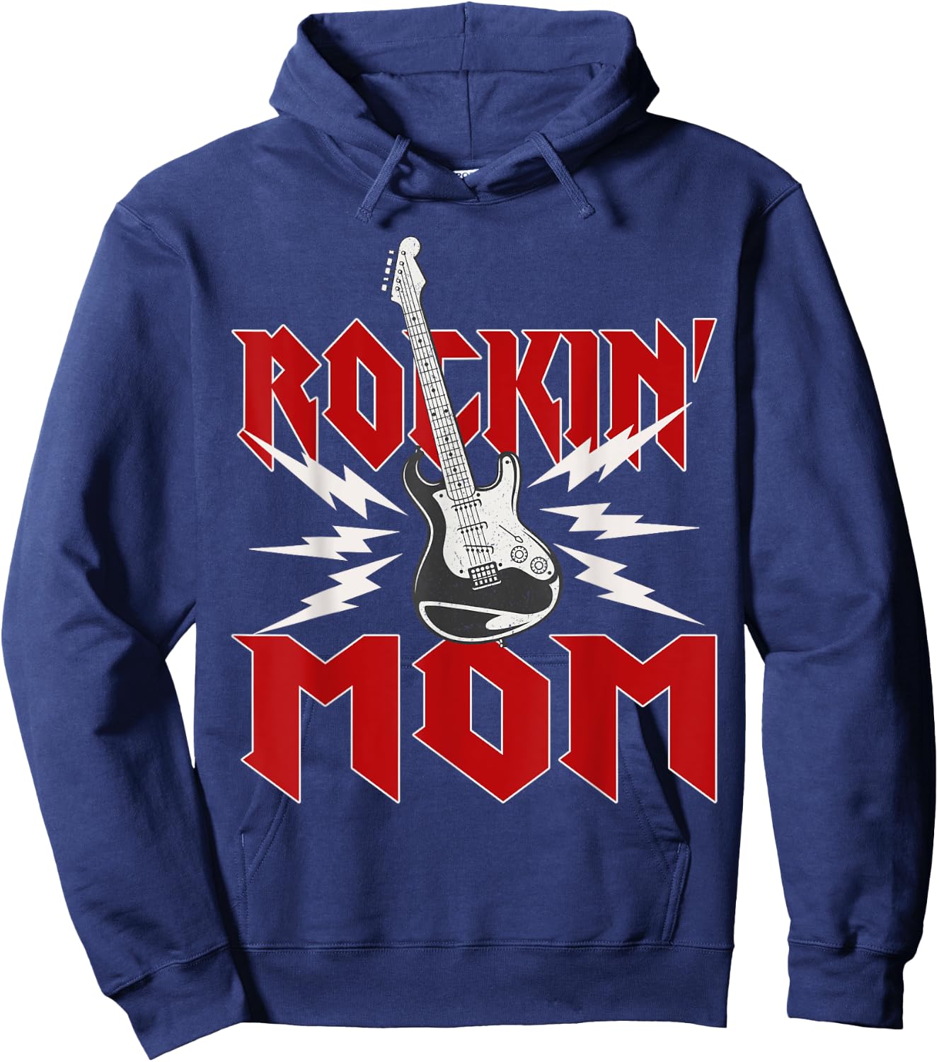 Mom Rockin One Birthday Family Matching Rock Guitar Hoodie - Hoodie | Navy