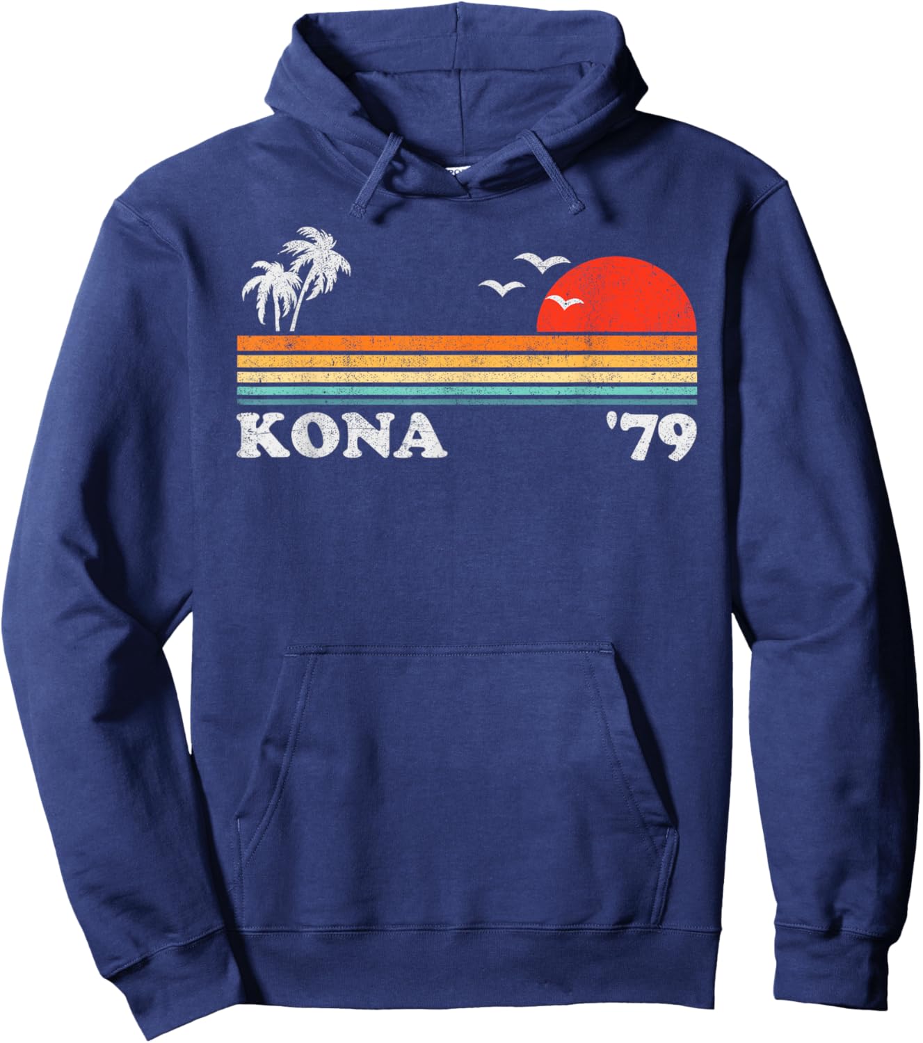 Vintage Kona Hawaii Beach Retro Hawaiian Surfing 70's Gift Hoodie - Hoodie | Navy