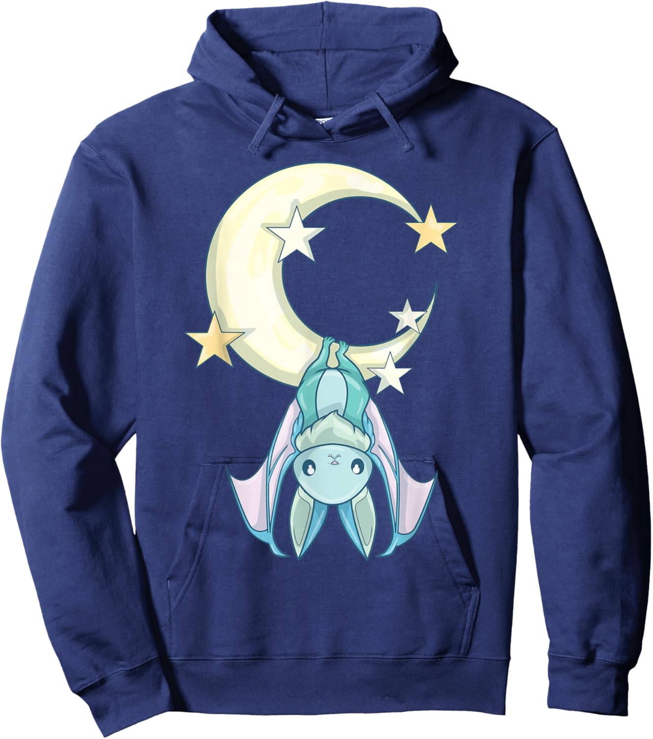 Nu Goth Aesthetic, Pastel Goth Bat Moon, Witchy Bat Hoodie - Hoodie | Navy