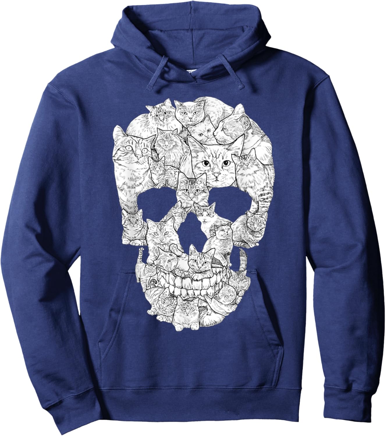 Cat Skull - Kitty Skeleton Halloween Costume Idea Women Kids Hoodie - Hoodie | Navy