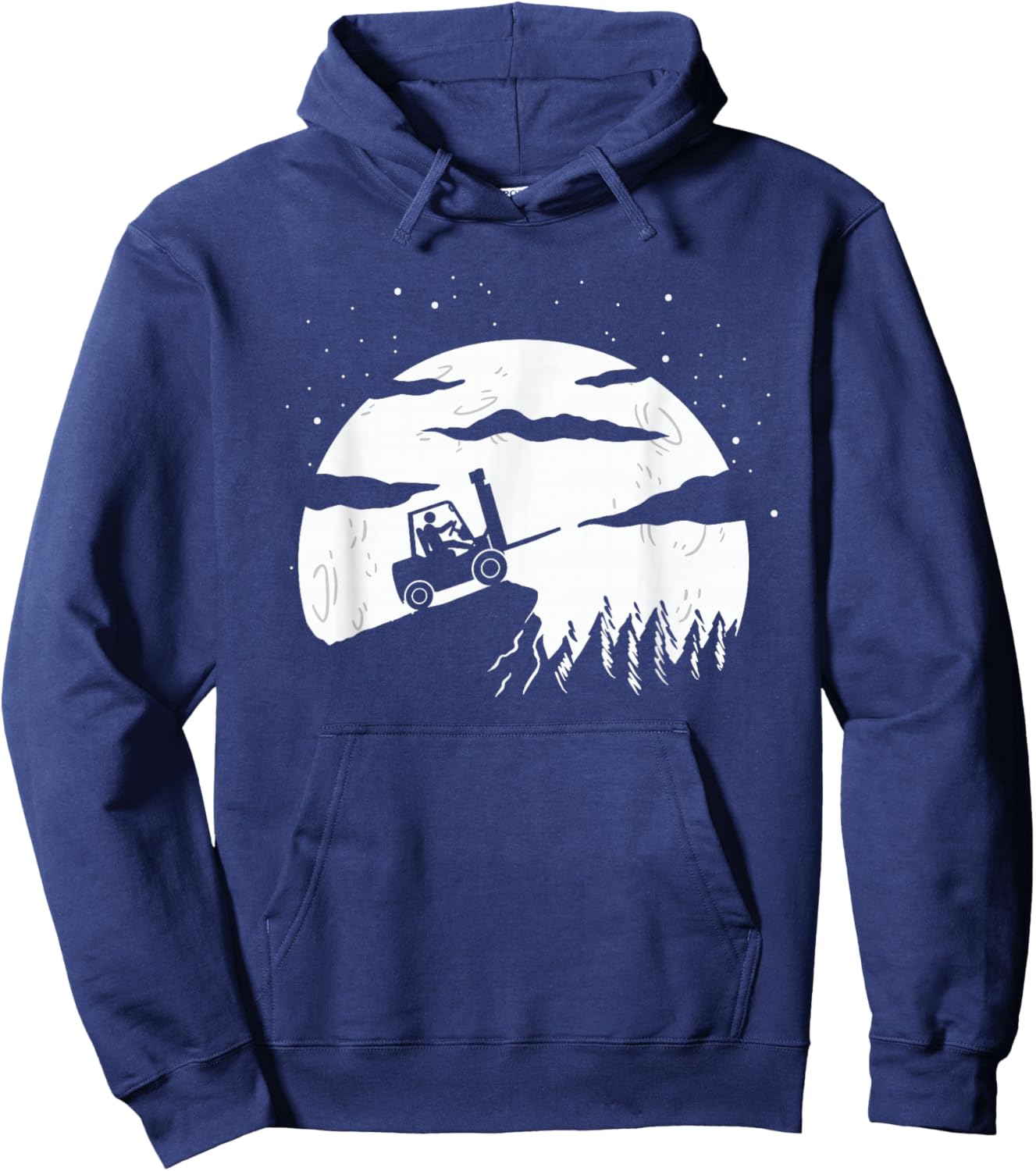 Forklift Driver | Moon Background | Funny Fork-Lift Truck Hoodie - Hoodie | Navy