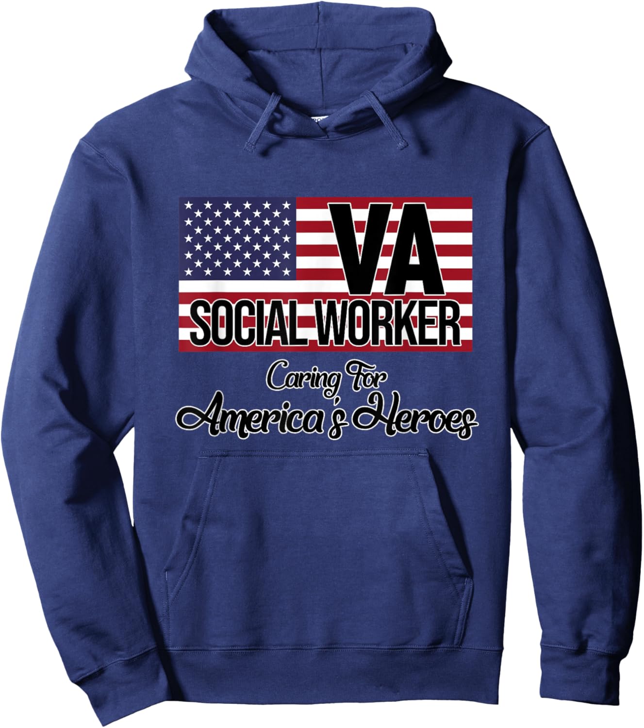 Social Worker VA USA Flag Social Work Month Graphic Hoodie - Hoodie | Navy