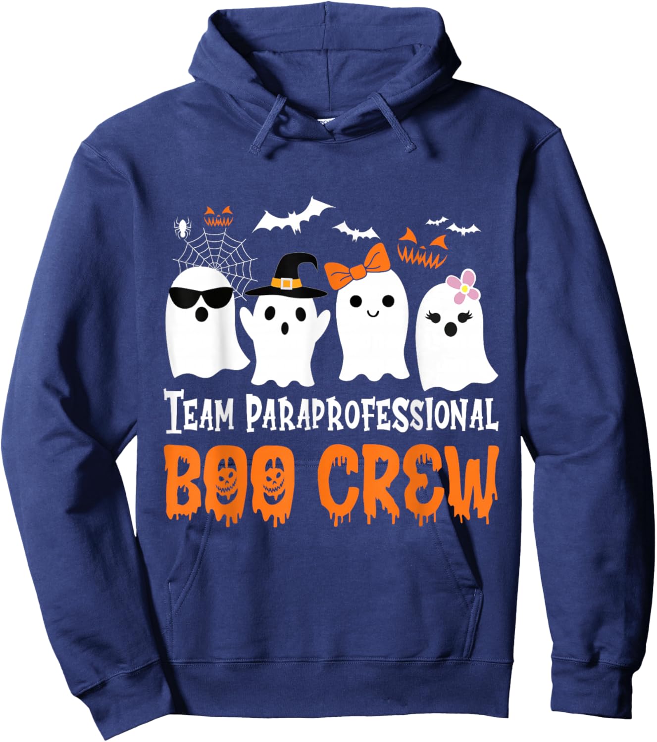 Team Paraprofessional Boo Crew Halloween Ghost Hoodie - Hoodie | Navy