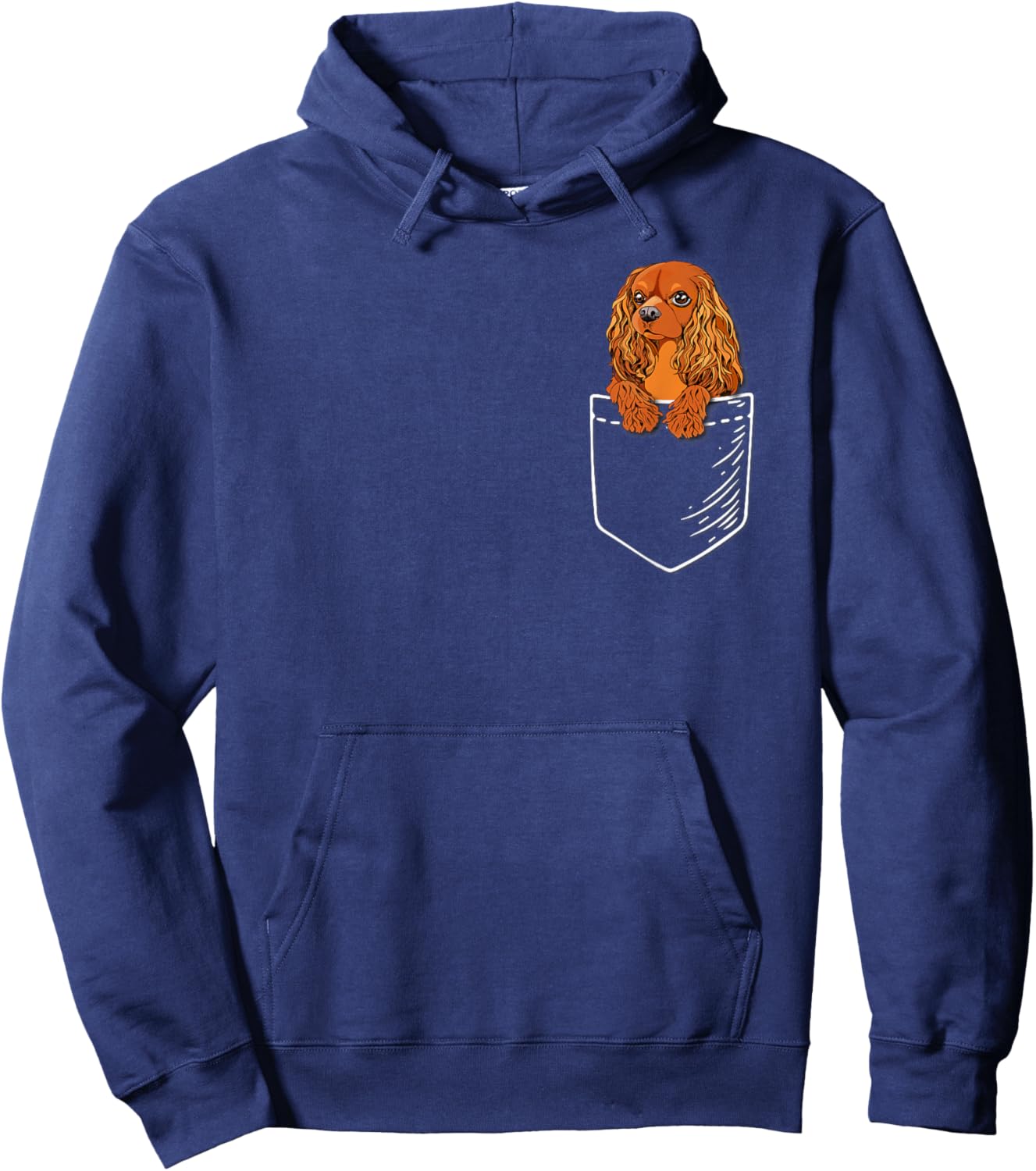 Funny Pocket Ruby Cavalier King Charles Spaniel Dog Lover Hoodie - Hoodie | Navy