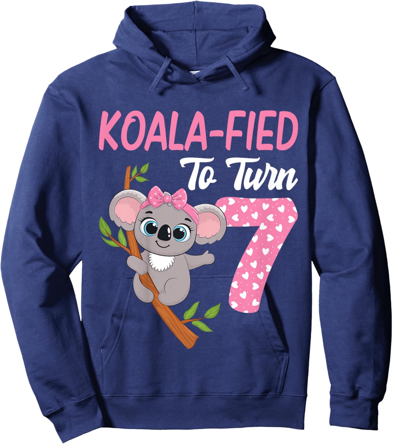 7 Year Old Koala 7th Birthday Party Animal Koala Lover Hoodie - Hoodie | Navy