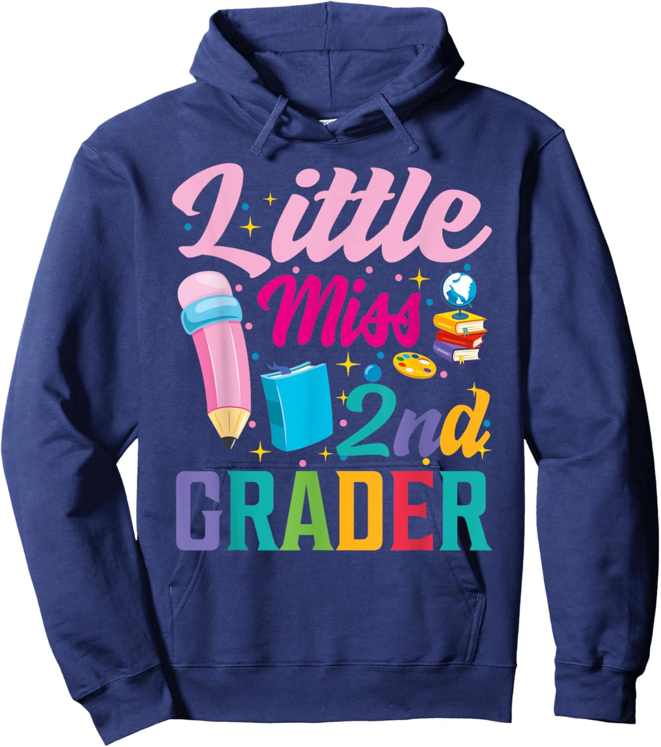 little miss 2nd Grade Grader girls 1st day back to school Hoodie - Hoodie | Navy