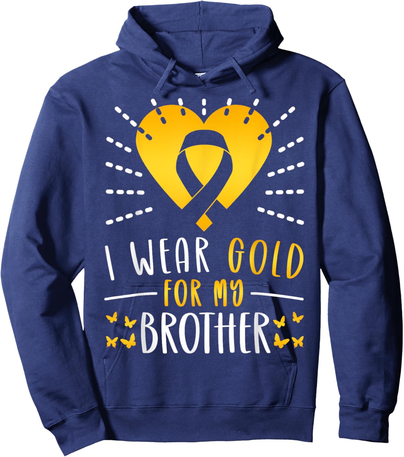 I Wear Gold For My Brother Heart Hoodie - Hoodie | Navy