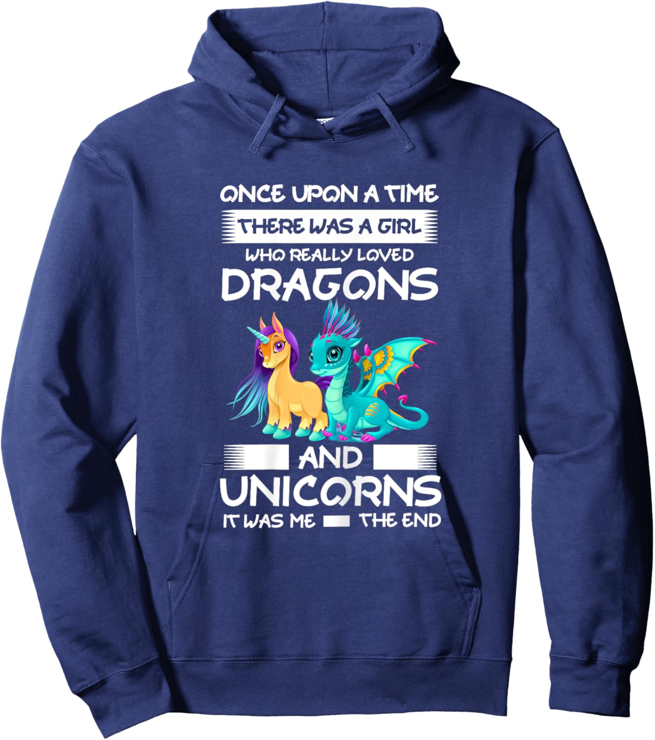 Girl Who Loved Dragons and Unicorns Unicorns Hoodie - Hoodie | Navy