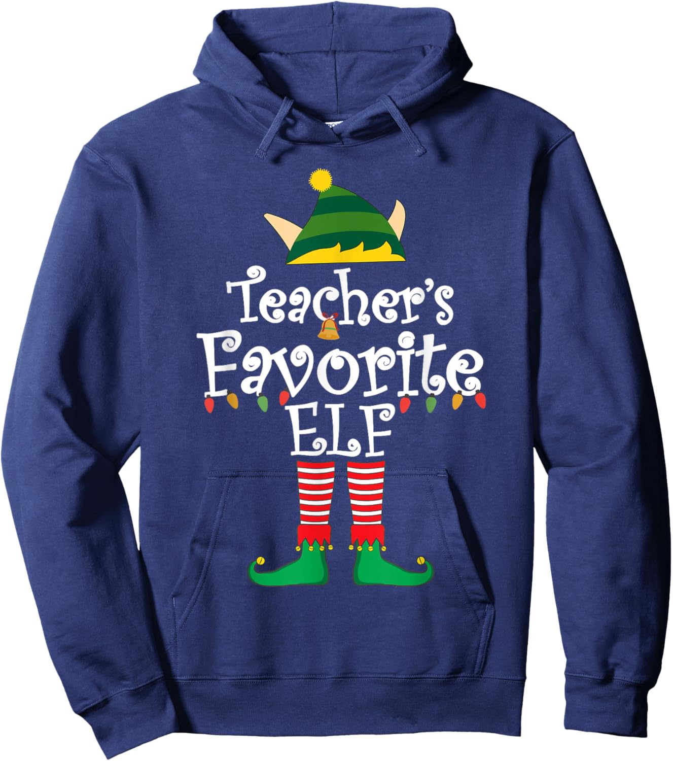 Teacher's Favorite Elf Funny Christmas Gifts For Kids Elf Hoodie - Hoodie | Navy