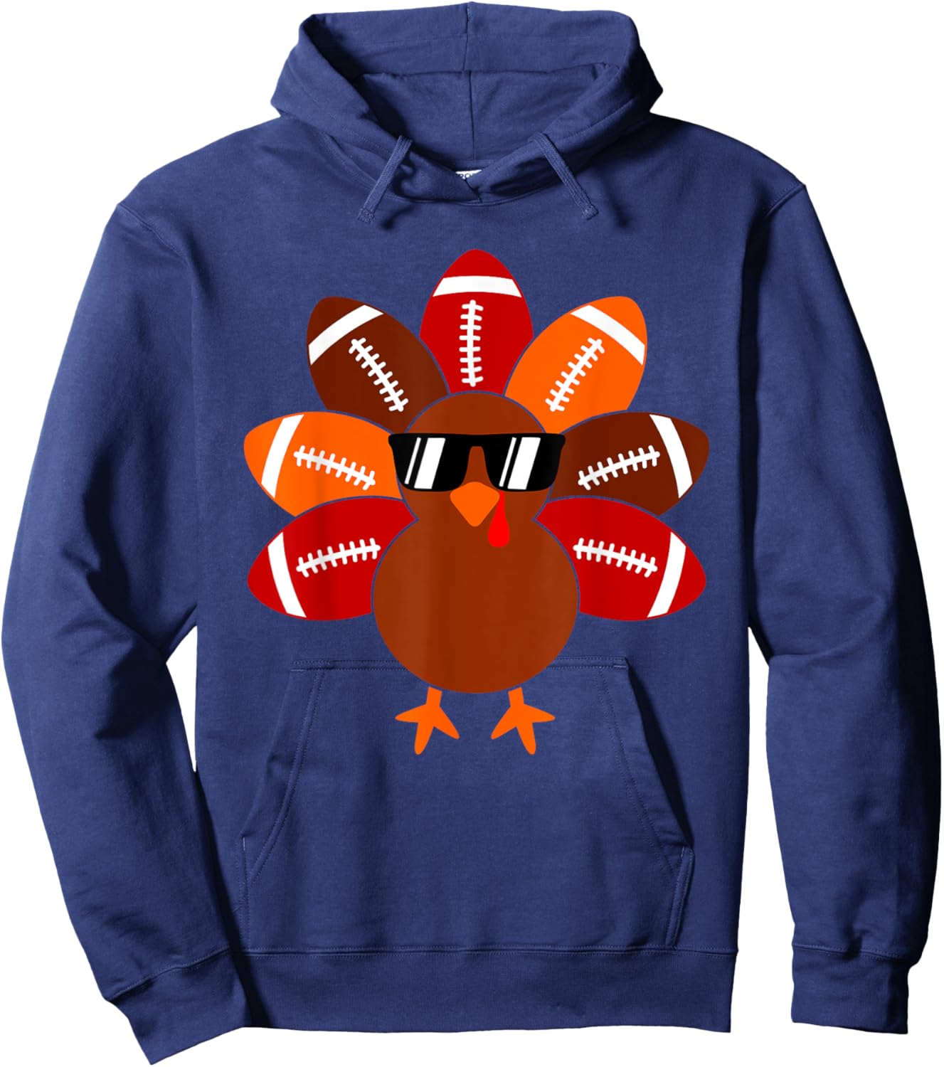 Football Turkey Balls Thanksgiving Shirt Boys Kids Men Women Hoodie - Hoodie | Navy