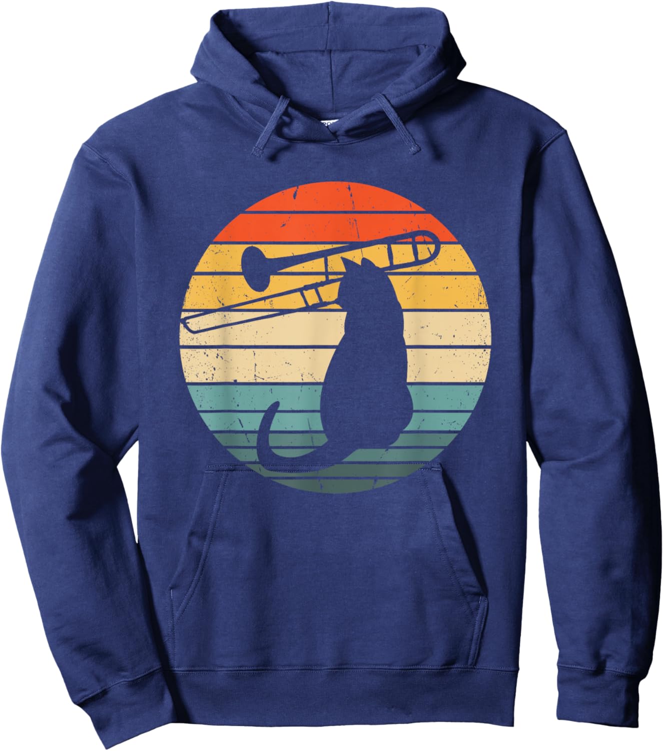 Cat Playing Trombone Trombonist Funny Cat Jazz Trombone Men Women Girls Kids Hoodie - Hoodie | Navy