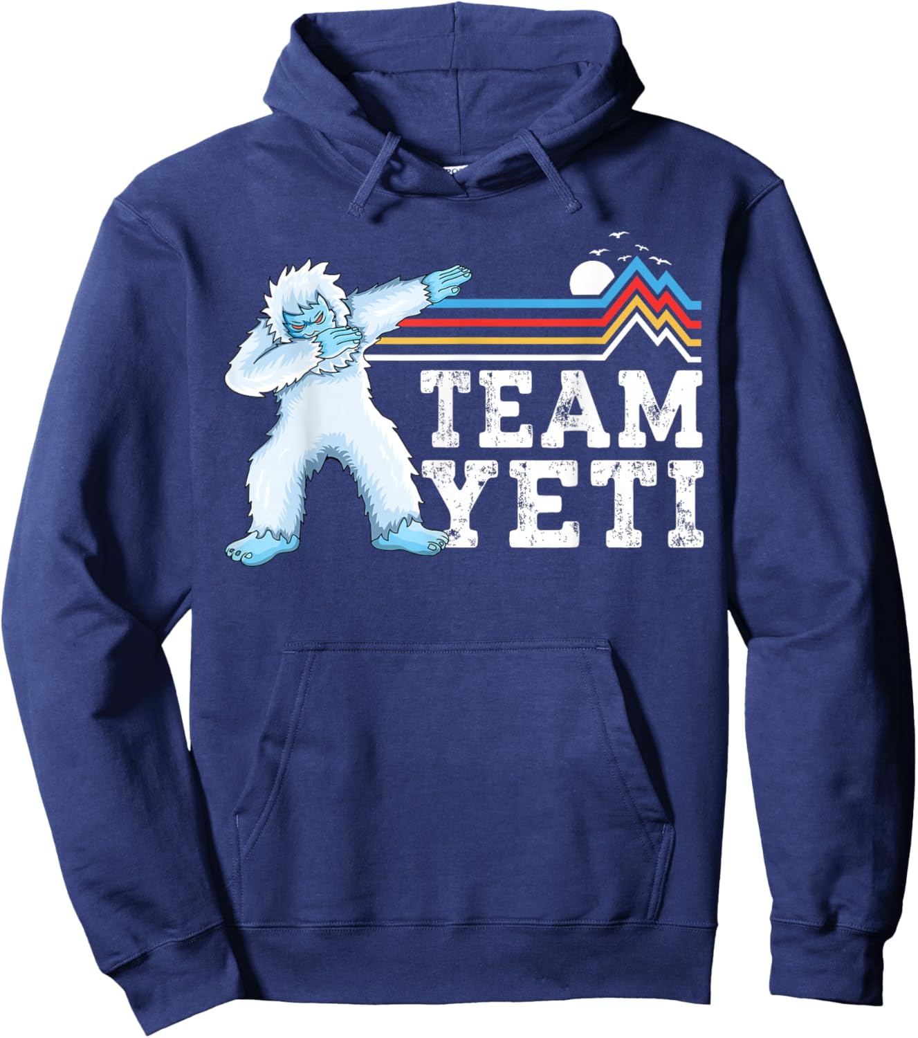 Dabbing Yeti Vintage Sunset mountain bigfoot lover team yeti Hoodie - Hoodie | Navy