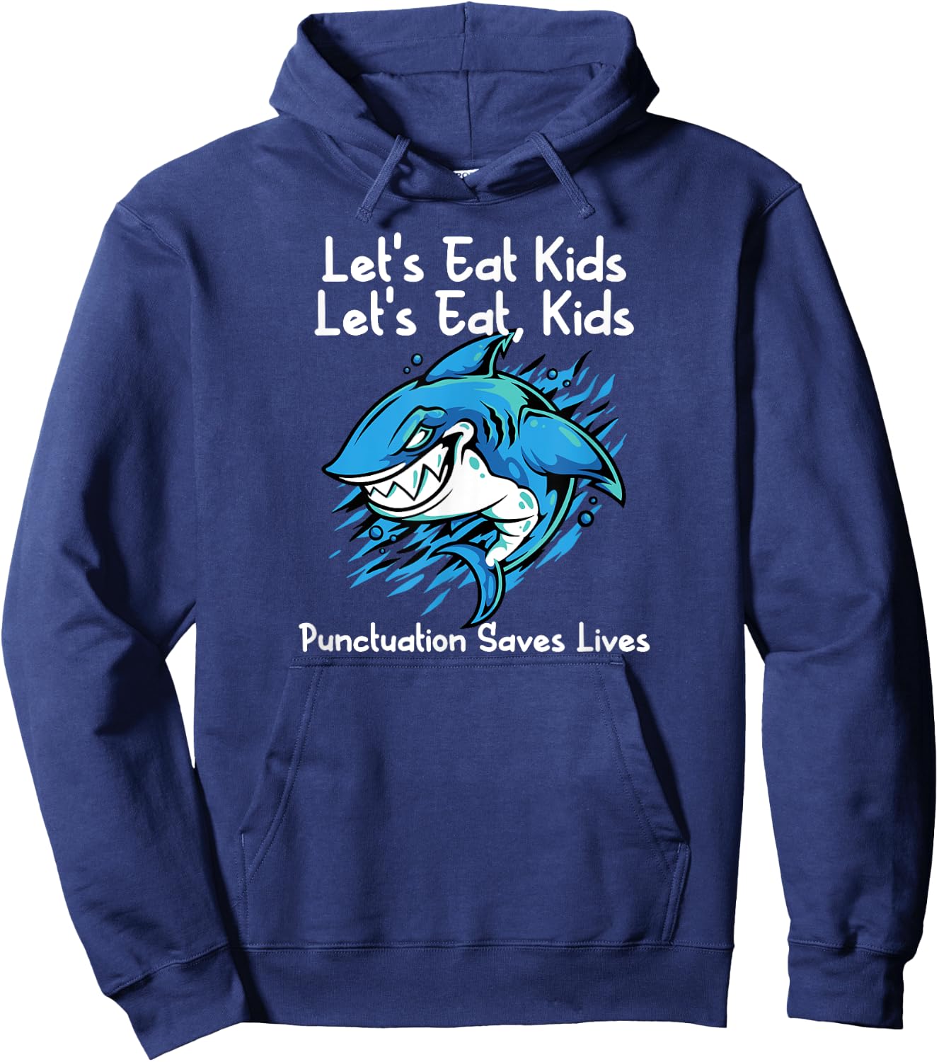 Let's Eat Kids Shark Punctuation Shark Hoodie - Hoodie | Navy