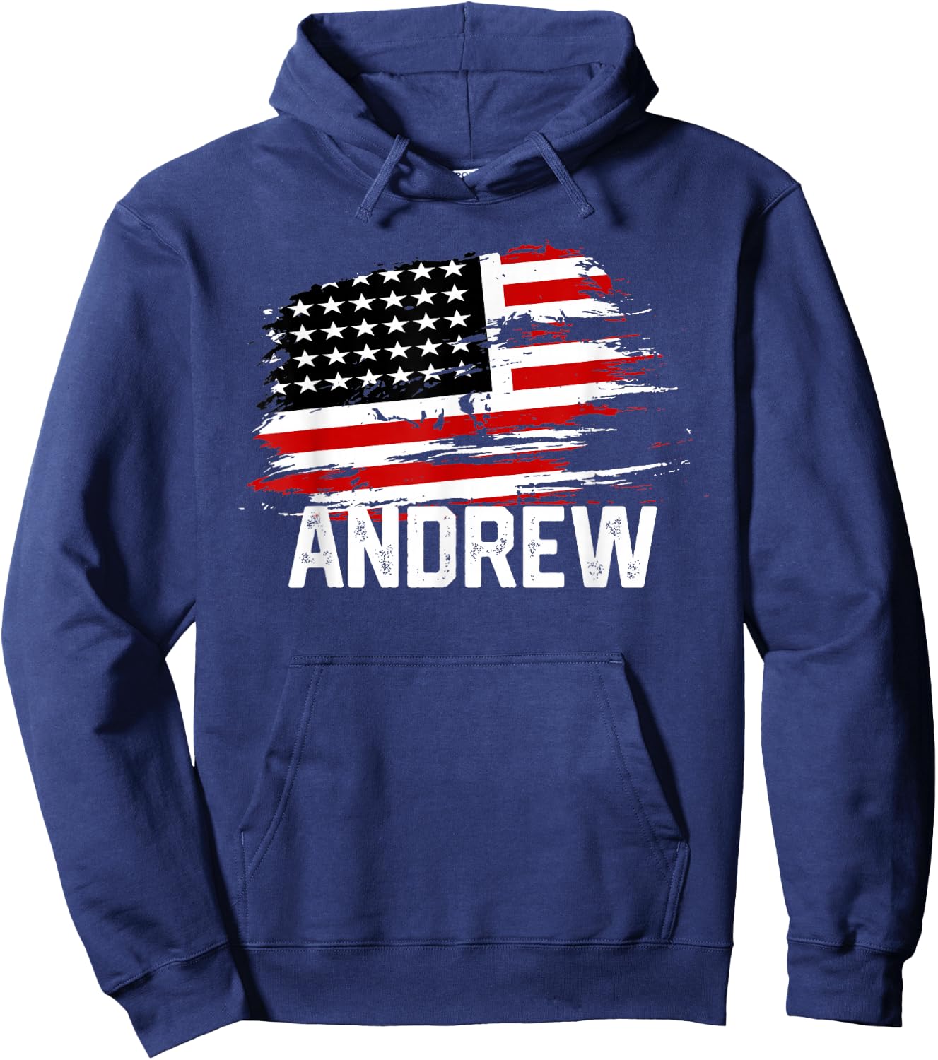 ANDREW USA Flag Personalized 4th of July ANDREW Hoodie - Hoodie | Navy
