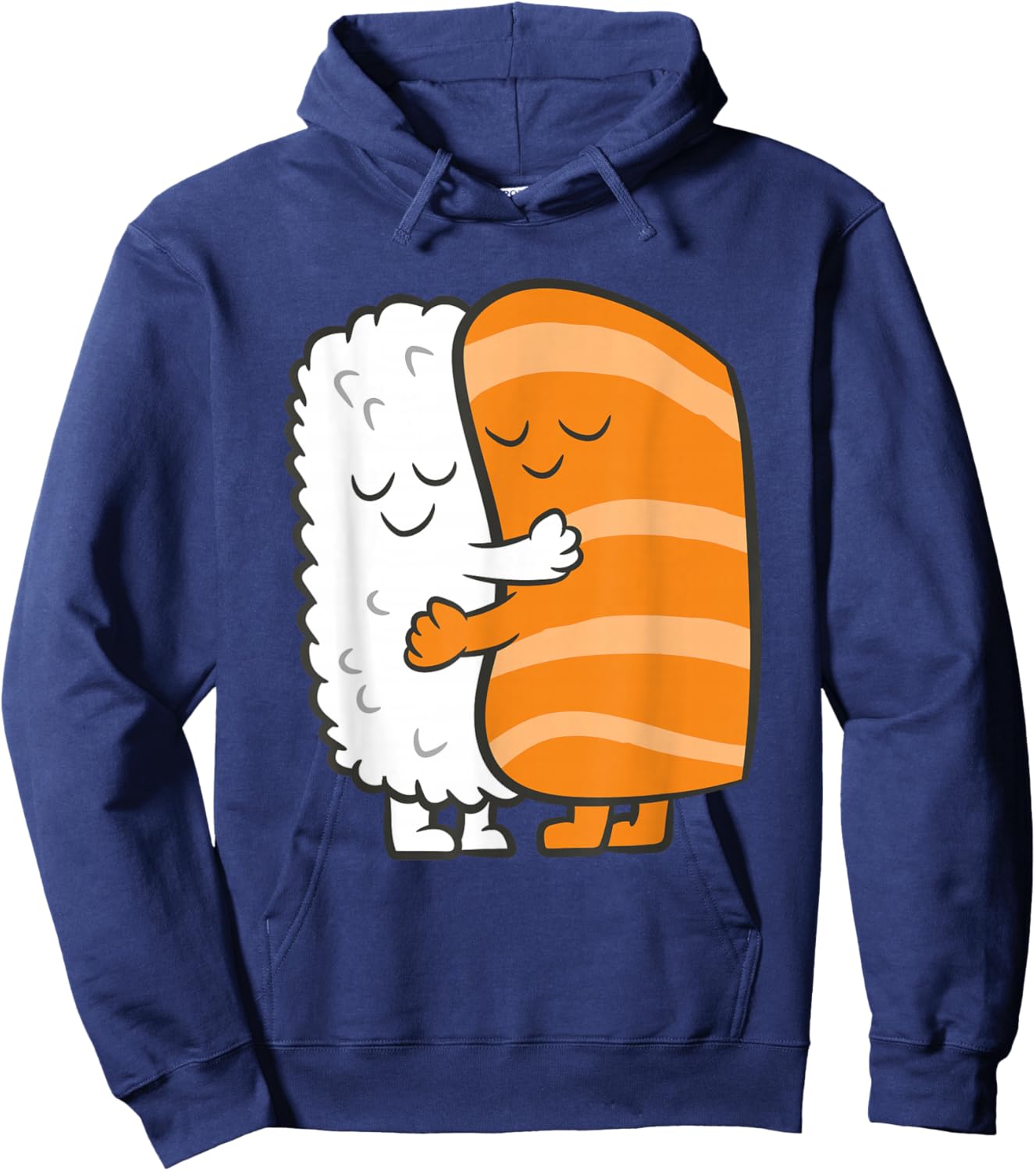 Sushi Hugging Kawaii Sushi Japanese Salmon Hugging Sushi Hoodie - Hoodie | Navy
