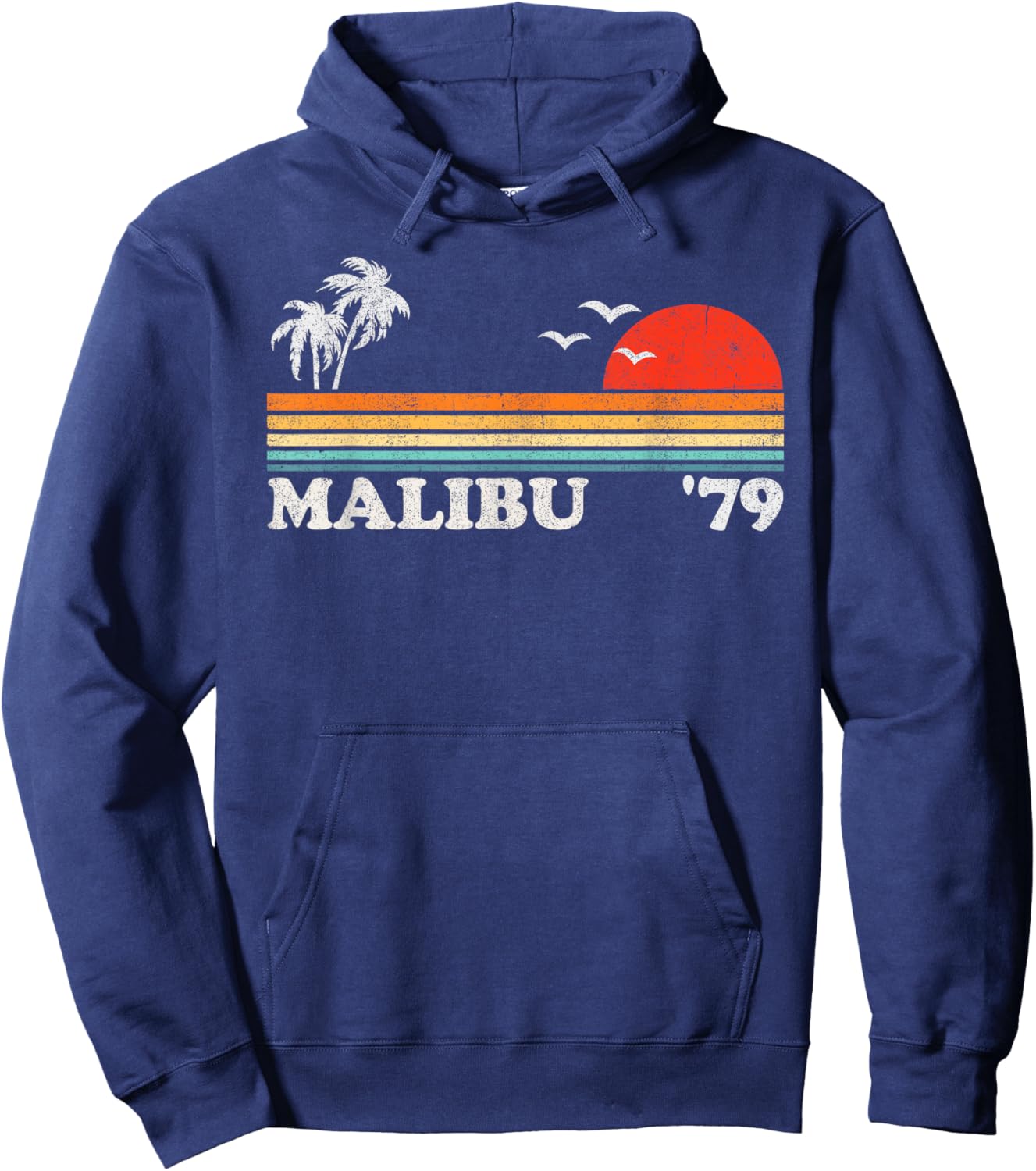 Vintage Malibu California Beach Retro Sun Surfing 70's Gift Men Women Kids Hoodie - Hoodie | Navy