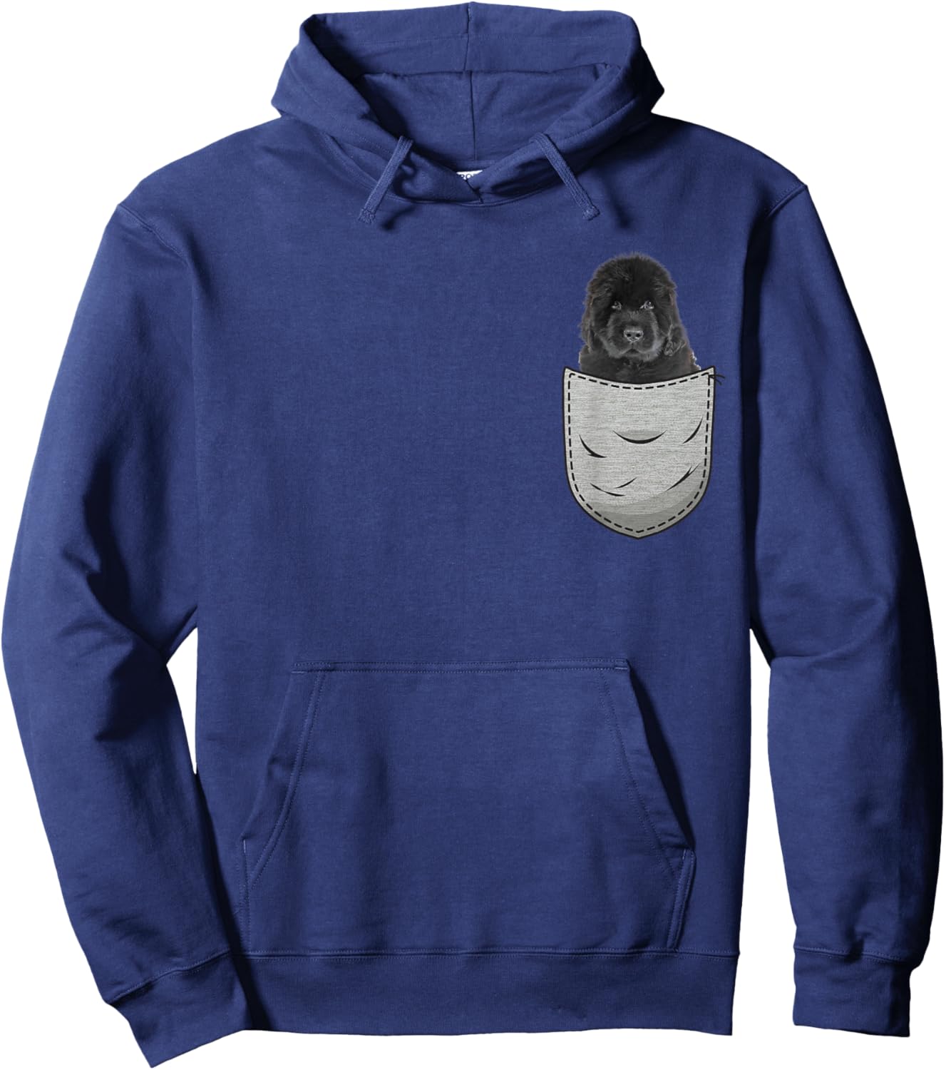Newfie Newfoundland Puppy Chest Bag Pocket Dog Owners Hoodie - Hoodie | Navy