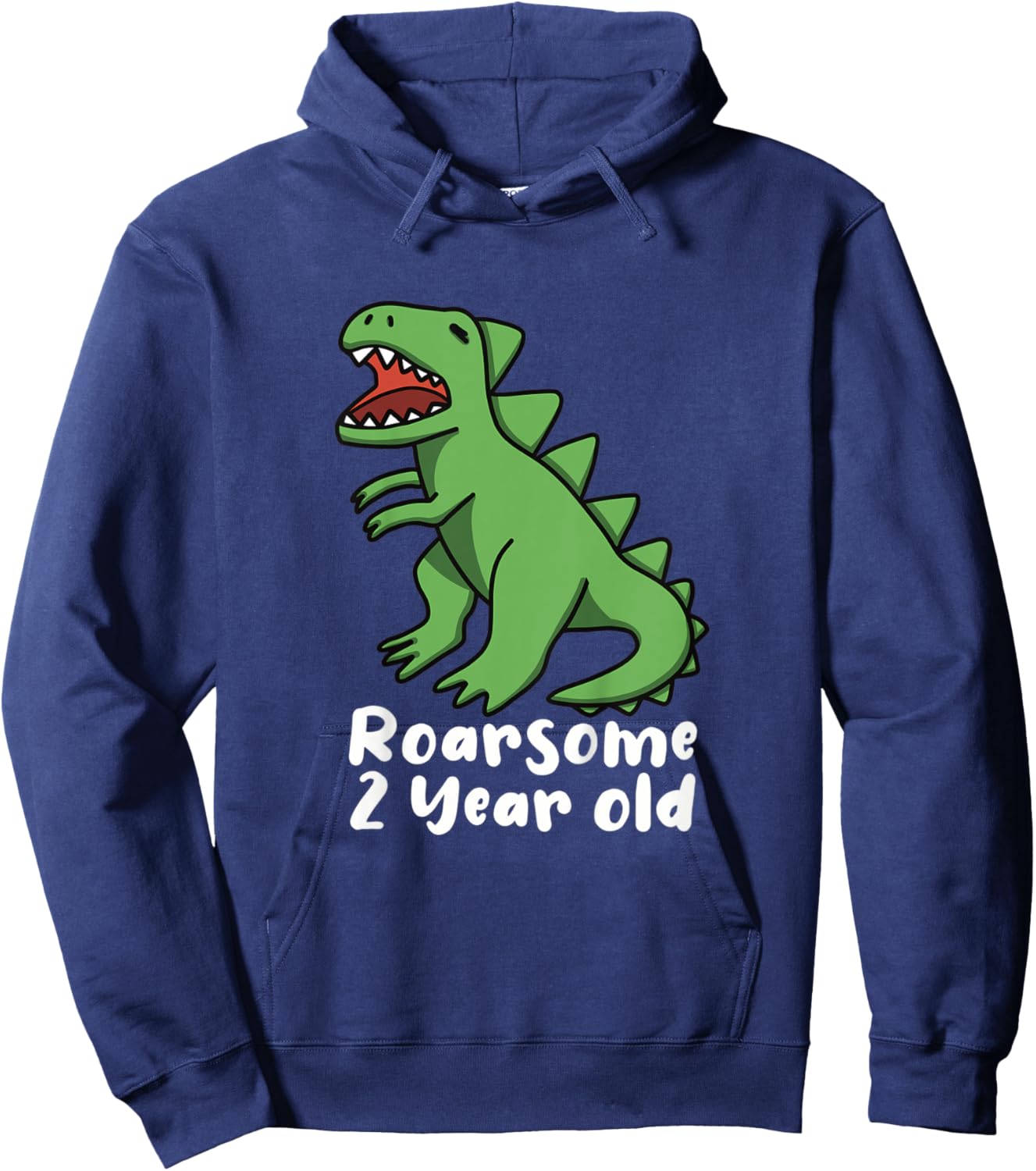 Kids Roarsome Awesome 2 Year Old Birthday Dinosaur Hoodie - Hoodie | Navy