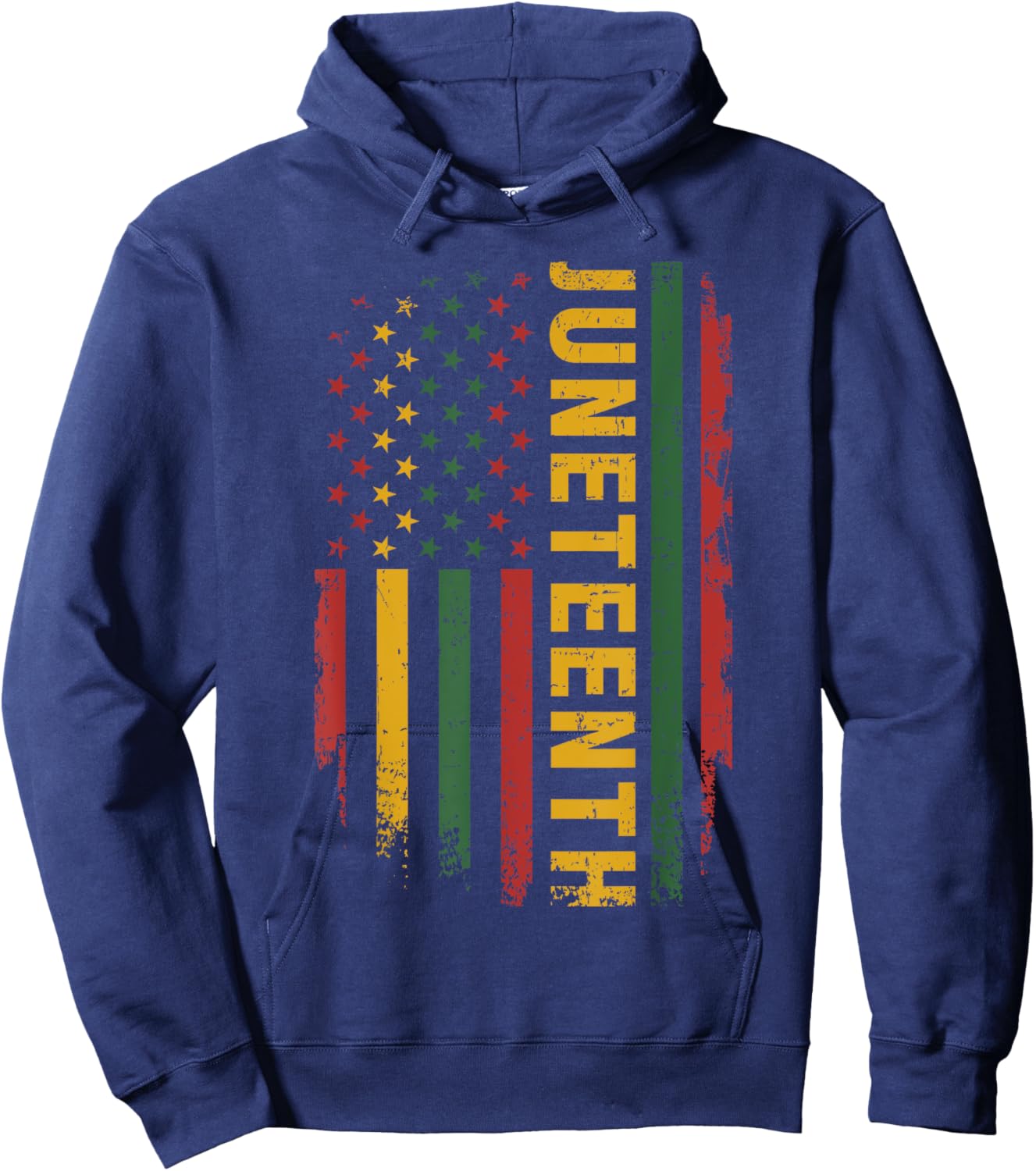 American flag pan african colors for celebrating Juneteenth Hoodie - Hoodie | Navy
